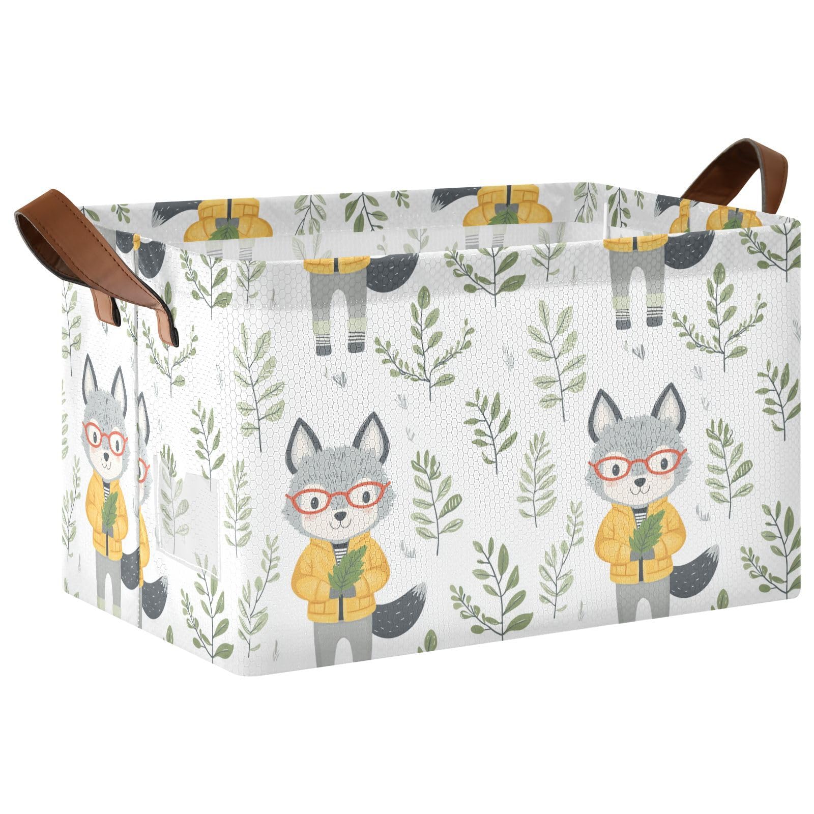 Panier de rangement loup vert pour organiser le placard et la commode
