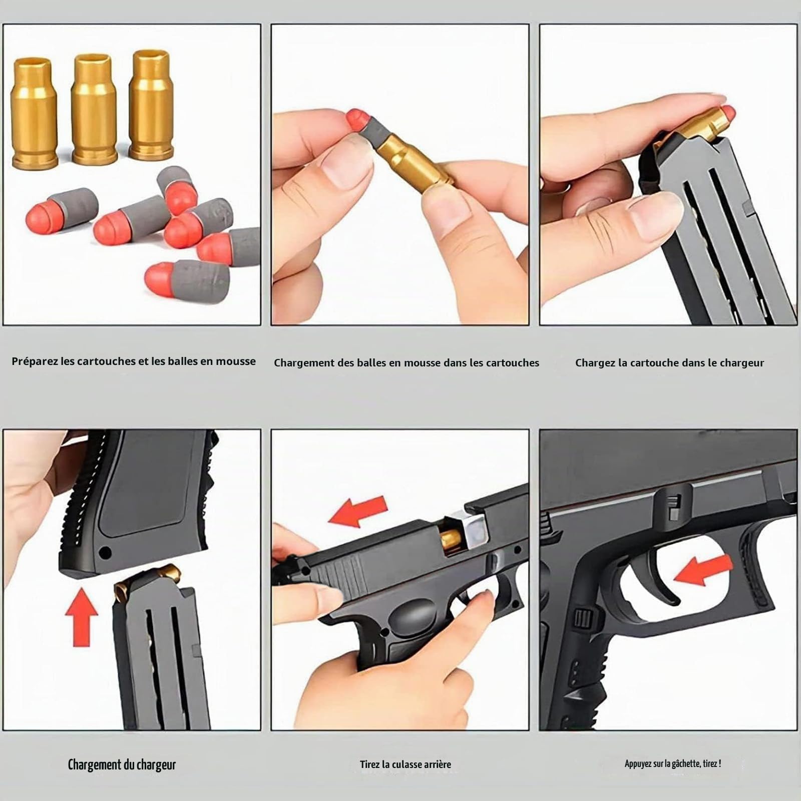 Pistolet Jouet avec Balles Souples,EVA Mousse Jouet Blaster,Pistolet à Balle Molle,Blasters en Mousse,l'entraînement en Sécurité ou au Jeu,pour 14 +