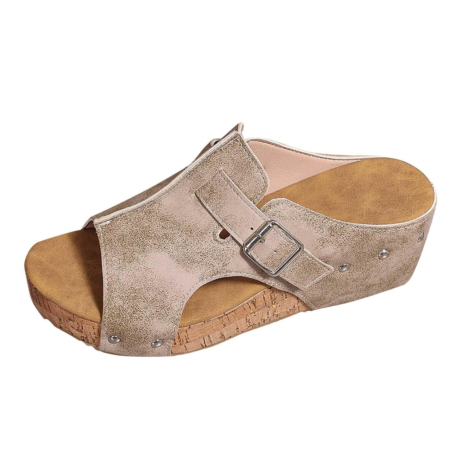 Generico Sandales Femme éTé Confortables LéGèRes AntidéRapantes Semelle Souple Respirantes Chaussures Femme éTé éLéGantes Mules OrthopéDiques Coupe Large Ville Vacances
