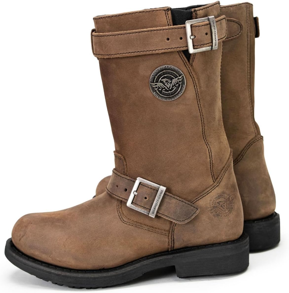Milwaukee Leather MBL9354 Women's Brown 11-Inch Classic Engineer Motorcycle Leather Boots