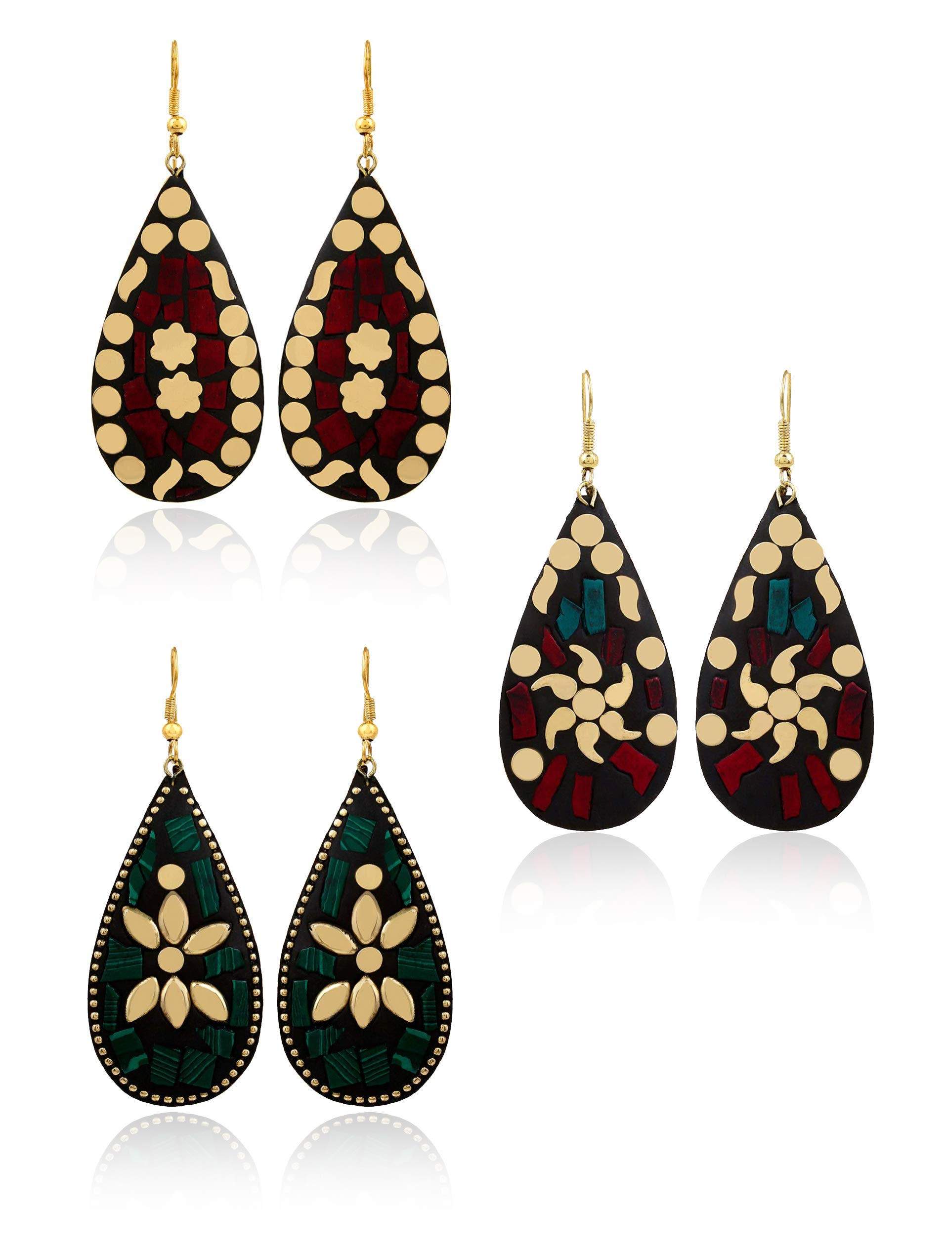 YouBella Jewellery Afghani Tibetan earrings for Girls/Women (Combo of 3) (B07SRVD3KX) Amazon Price History, Amazon Price Tracker
