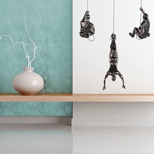 Miniatura 3 de SHENGTIAN 3 piezas de escultura de pared de hombre escalador escultura de arte de pared de hombre escultura de arte de pared de bronce para