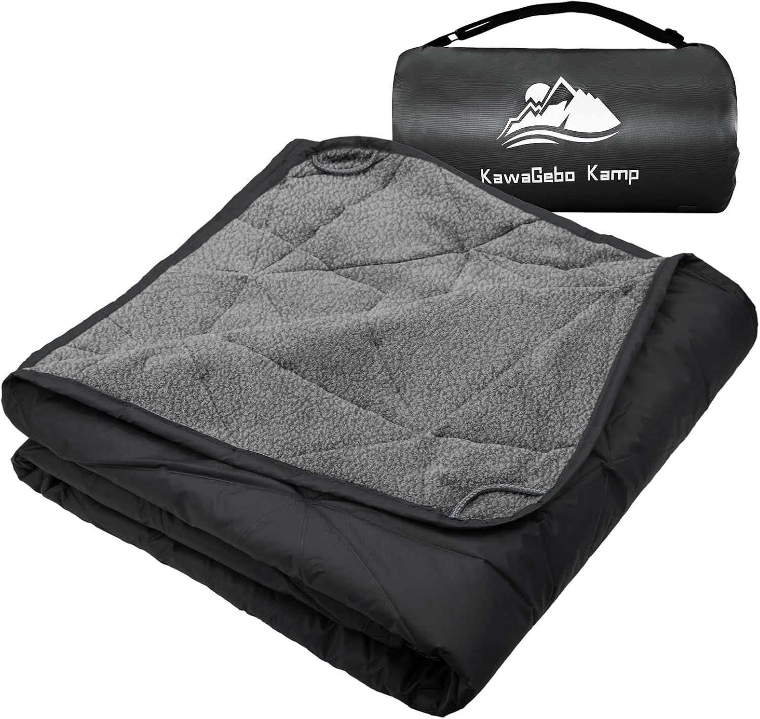 Outdoor Waterproof Blanket, Foldable Fleece Stadium Blanket for Outdoor Sports Event, Camping, Car, Pet, Picnics – Windproof, Wearable, Machine Washable 80″ x 58″ (Black Gray)