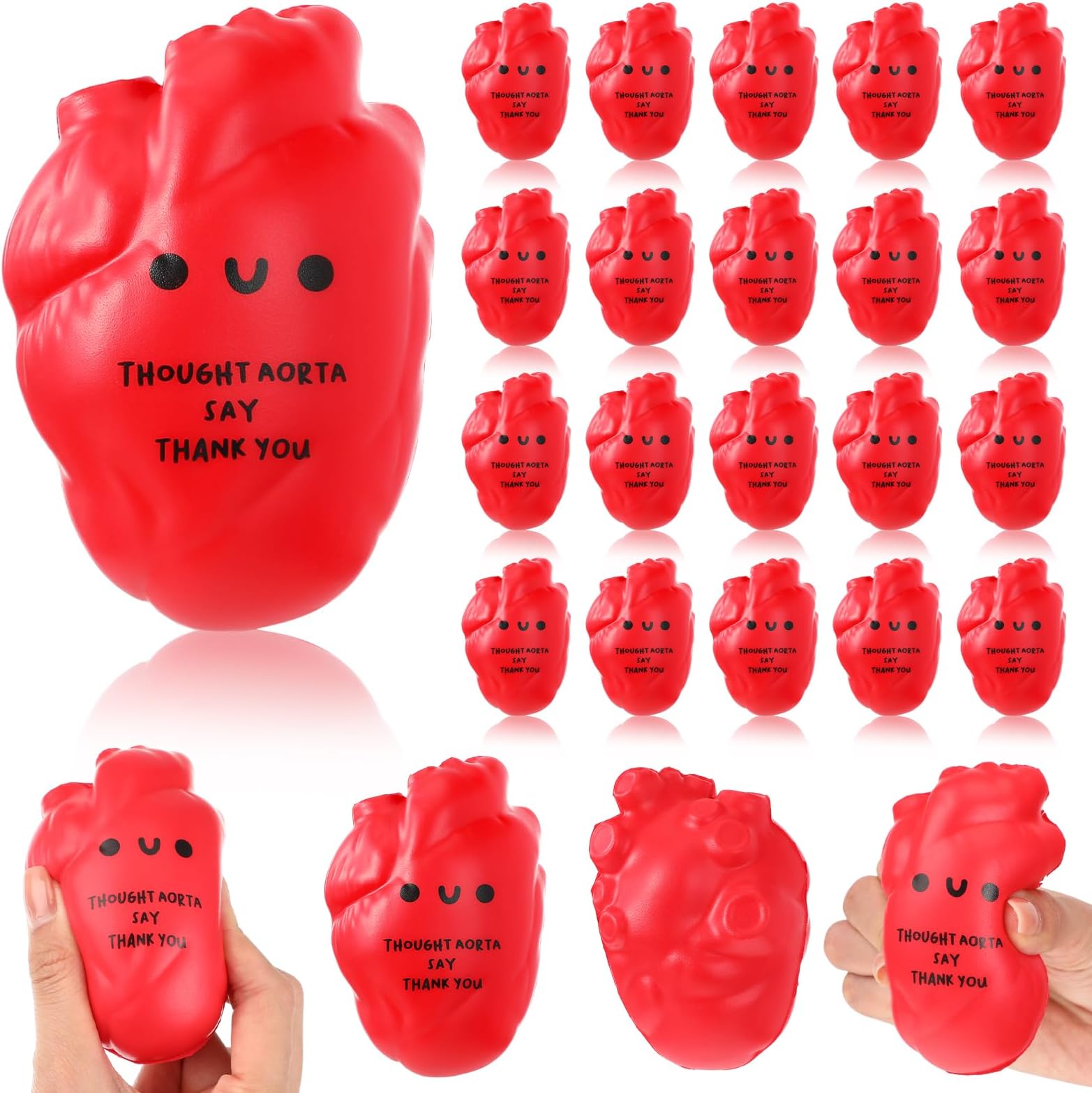 Funny Inspirational Stress Balls for Adults Motivational Stress Reliever Squeezable Mini Foam Balls Appreciation Gifts for Christmas Employee Coworker Staff Teacher Nurse(20 Pcs,Heart)