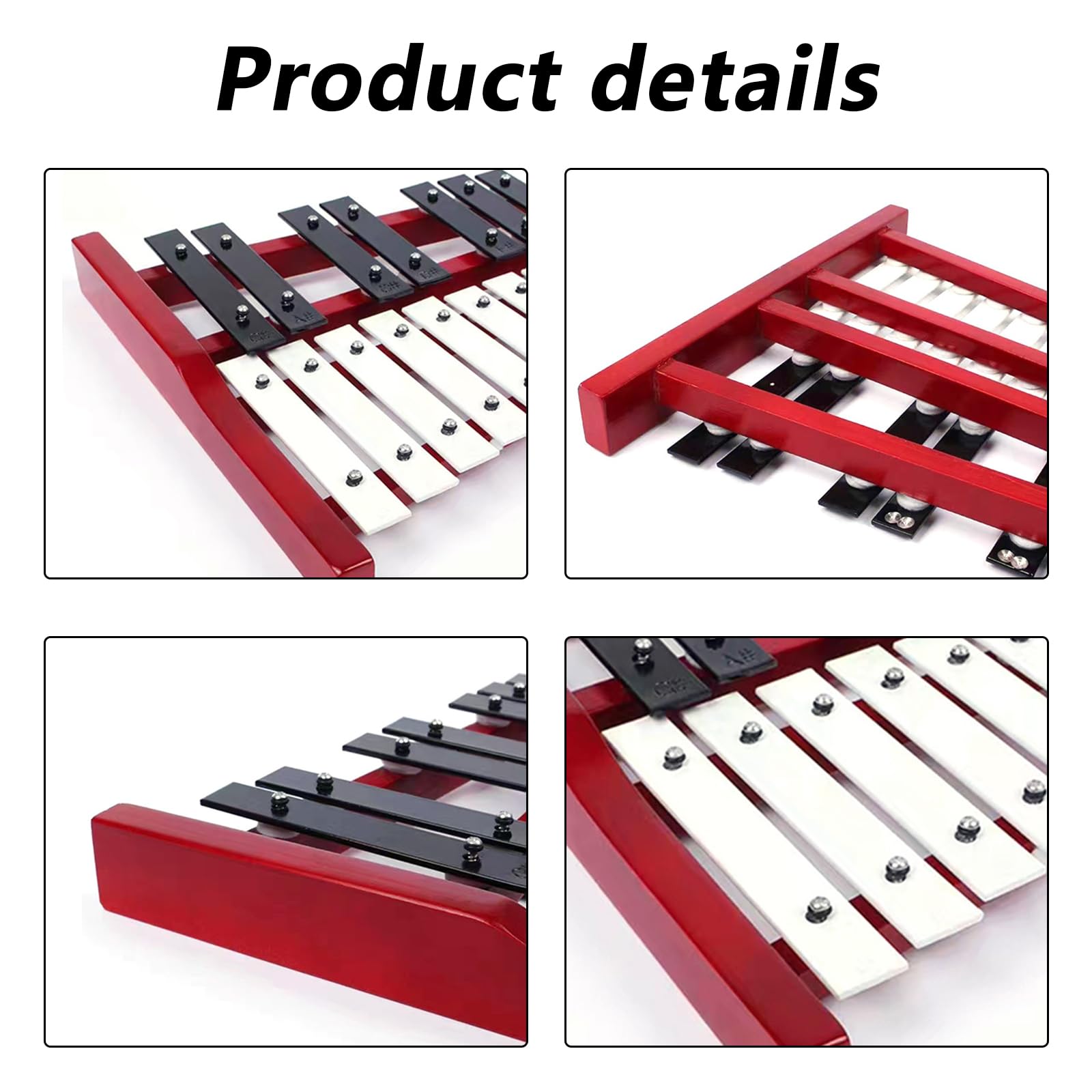 25 Noten Glockenspiel Xylophon, Glockenspiel mit Metalltasten & Holzsockel Handpercussion mit 2 Schlägeln tragbar Tragetasche Schlaginstrument, Musikinstrument für Jugendliche & Erwachsene