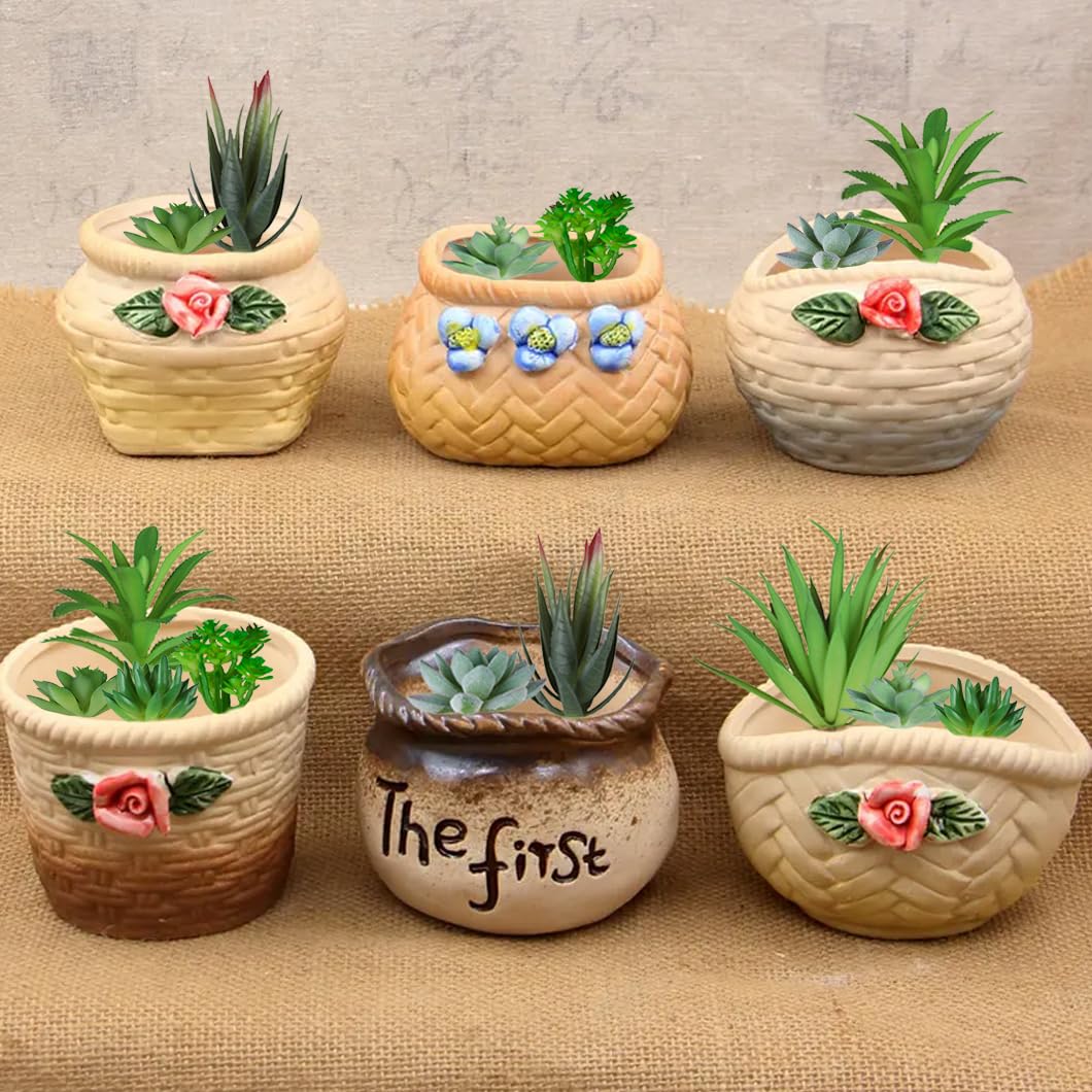 ToBe-U Plantes succulentes artificielles floquées, fausses plantes succulentes pour décoration de jardin