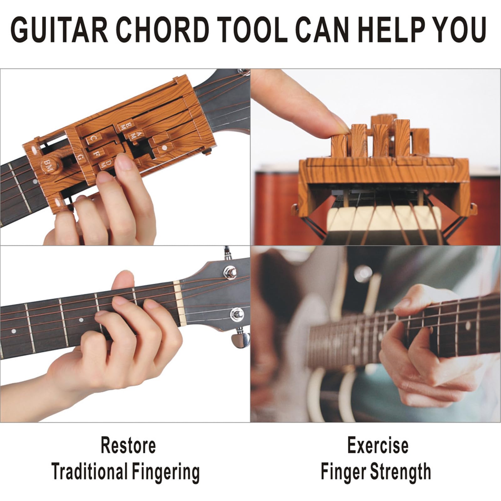 Przystawka do Akordów Gitarowych, 10 Akordów Dociskowych Narzędzie do Akordów Gitarowych dla Początkujących, Pomocnik do Akordów Gitarowych do Gitar Ludowych 36–41 Cali
