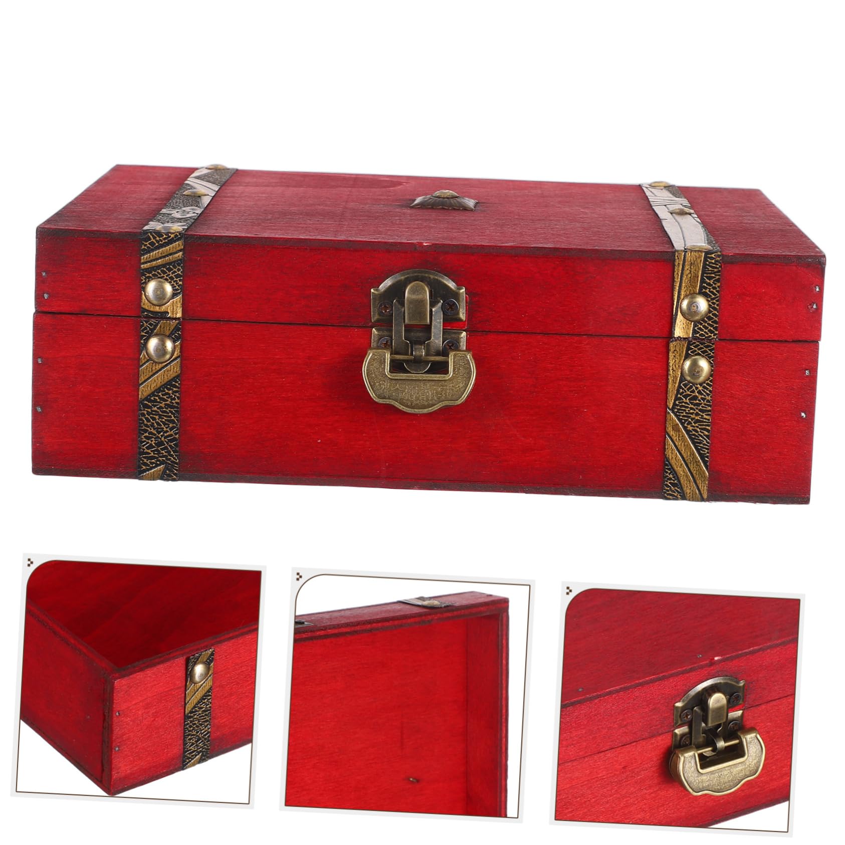 Cabilock Holzbox mit Deckel und Zahlenschloss Dekorative Aufbewahrungsbox im Vintage-stil Schmuckkästchen und Organizer für Schmuckstücke Dokumente und Kleine Utensilien Robuste Erinnerungs