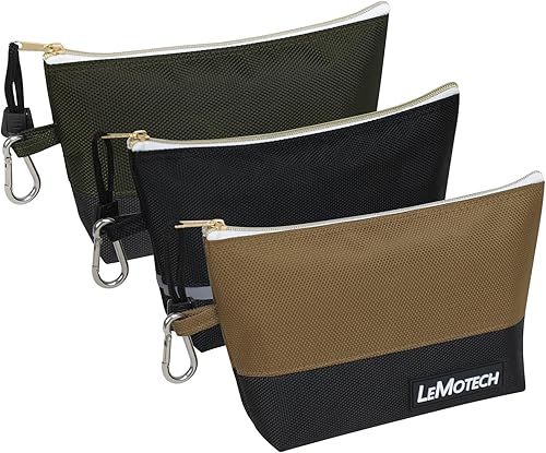 LeMotech Bolsas de herramientas con cremallera, bolsas de herramientas pequeñas resistentes al agua, bolsa de utilidad Oxford 1680D para