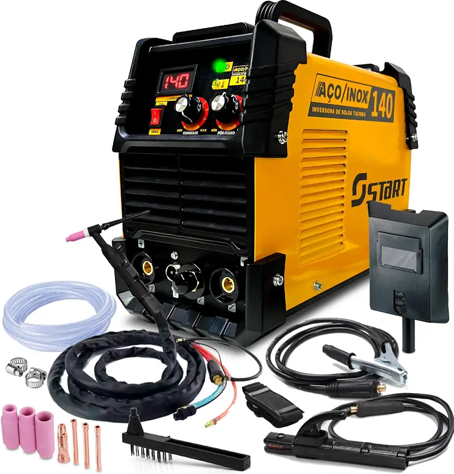 Máquina Inversora De Solda Start Multiprocessos Tig Mma Eletrodo Maxtig 140a 220v Com Tocha Tig E Acessorios