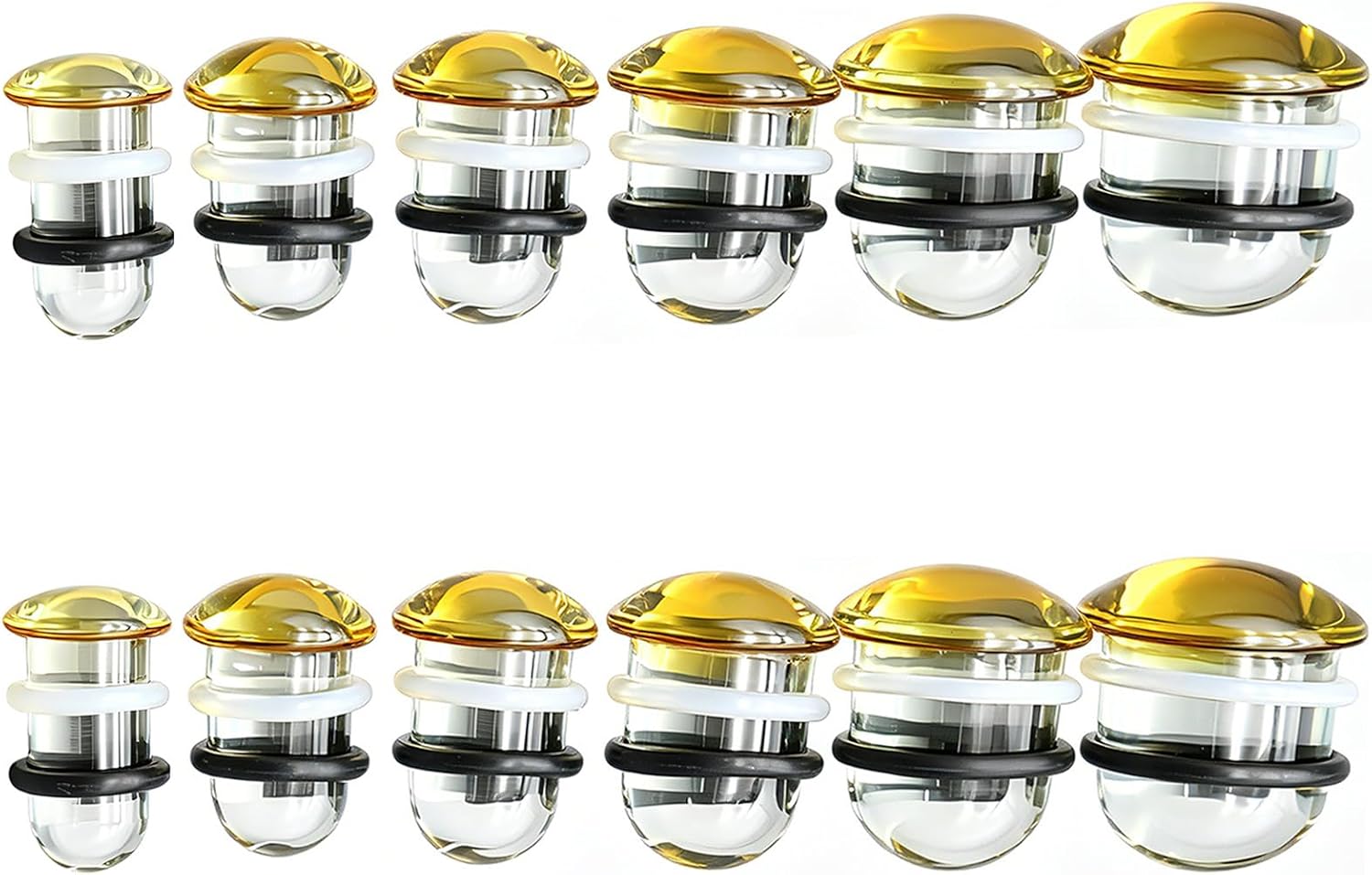 6 Pairs Black and Clear Safe Glass Plugs for Dead Stretching Kit, Smooth Glass Gauges Single Flare Ear Tunnels with Silicone O-rings/Rubber Bands, Comfortable Ear Gauge Kit, 14G 12G 10G 8G 6G 4G 2G 0G 00G 0.6" Ear Expander Body Piercing Jewelry