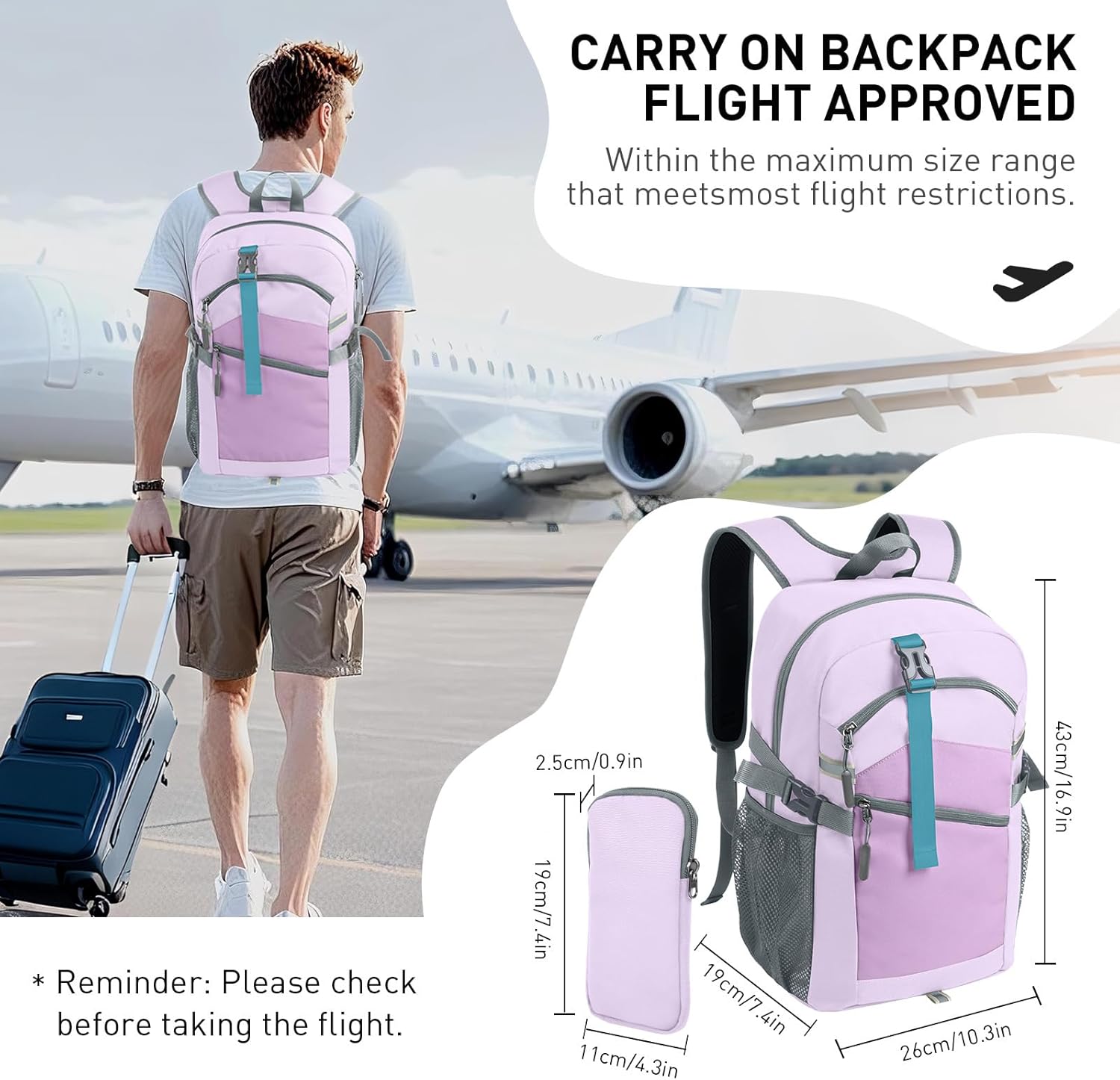 Small Hiking Backpack,20L Lightweight Travel Daypack,Ideal for Hiking,Traveling and Outdoor Adventure,Purple
