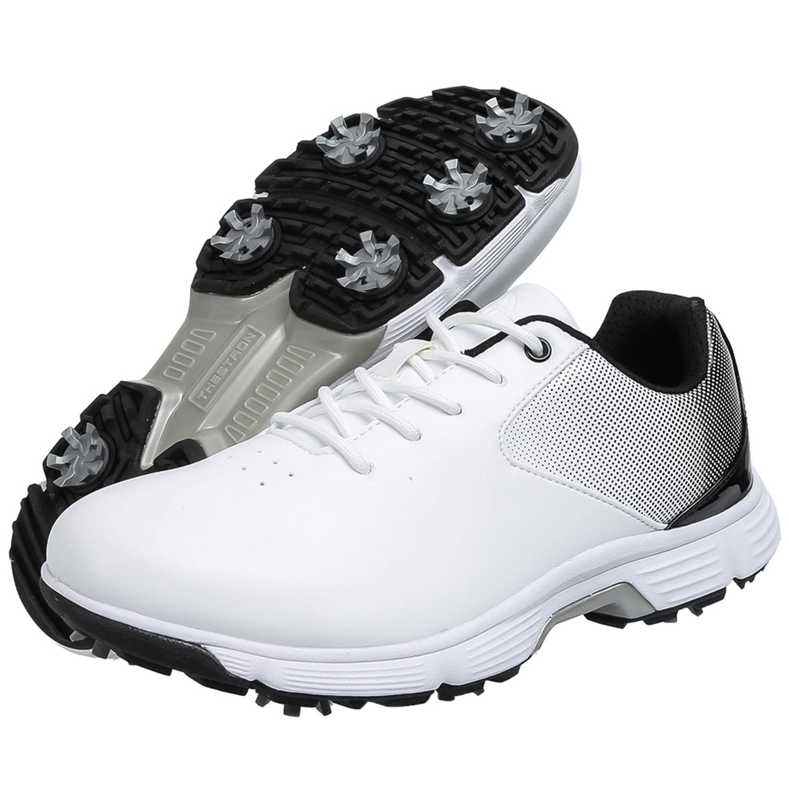 Chaussures De Golf pour Hommes avec Baskets Imperméables À Coupe Large en Cuir À Pointes Grande Taille