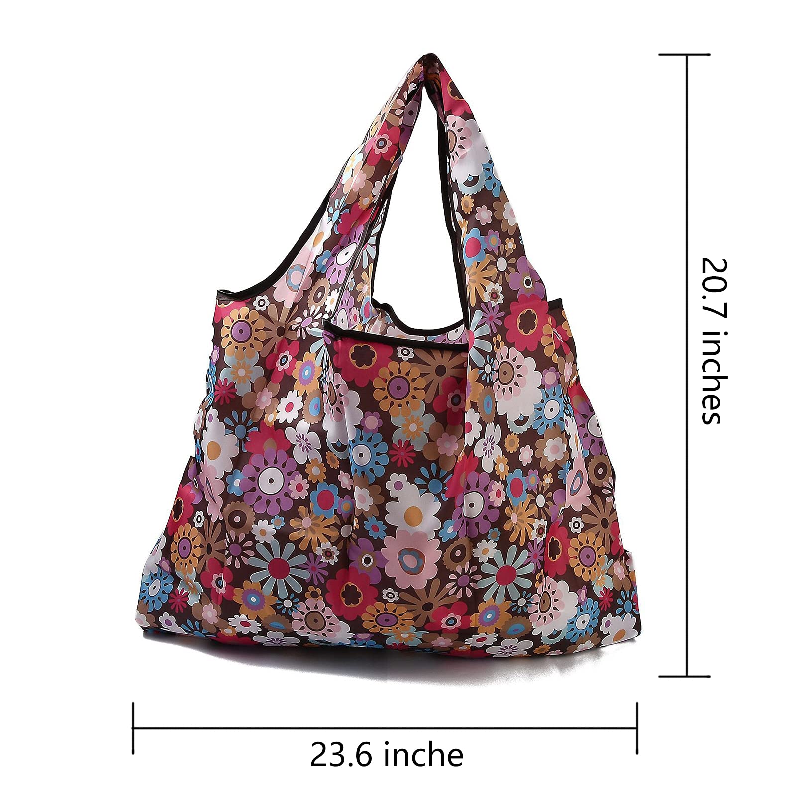 BEEFLYING 3 Pezzi Borse della spesa pieghevoli in nylon Borse shopping riutilizzabili Borsa ecologica con custodia per custodia Manico per lo shopping in viaggio (modello girasole)
