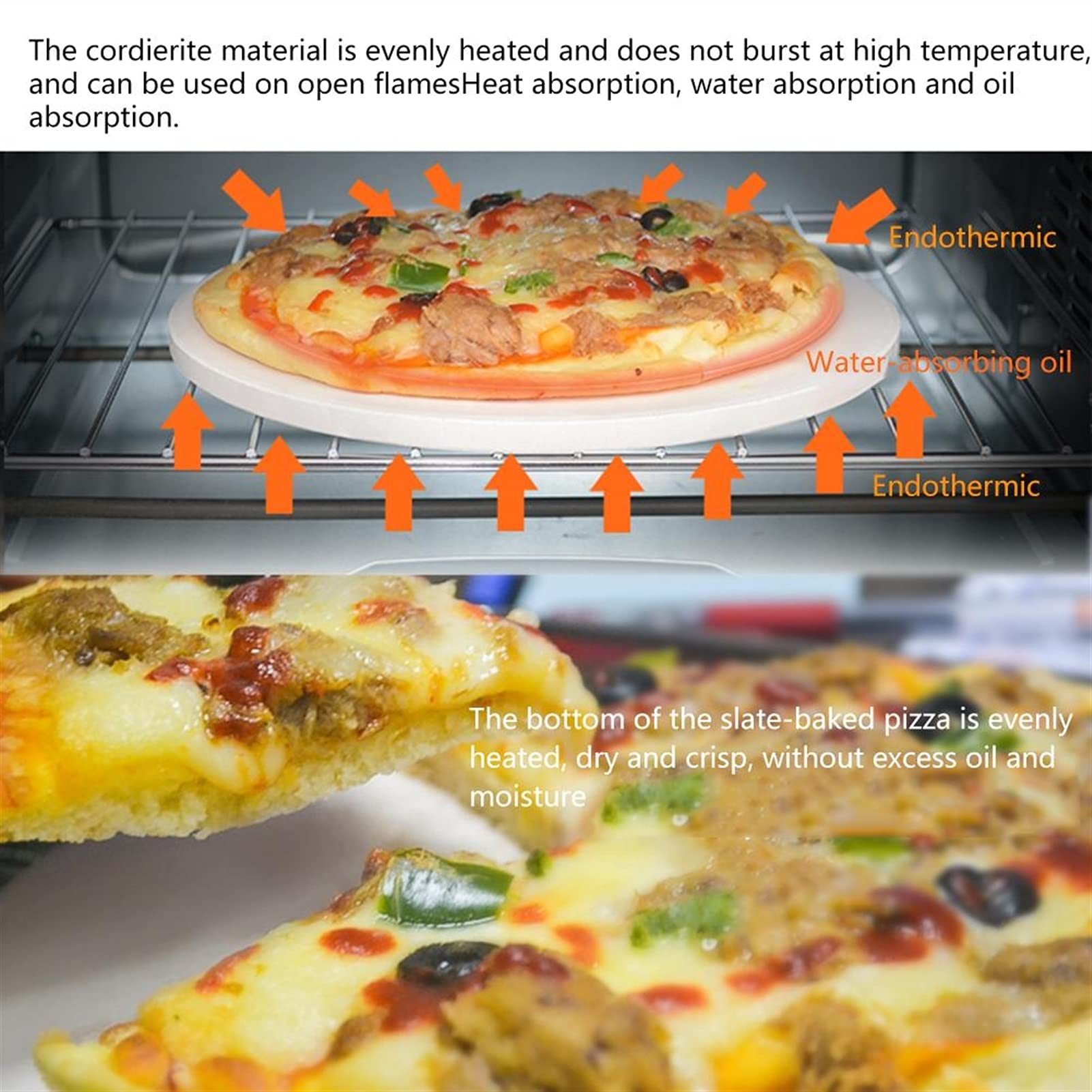 Teglia Per Pizza,Teglia Pizza Cordierite 33cm rotondo pizza da forno vassoio antiaderente antiaderente resistente al calore pizza panoramica per casa ristorante barbecue