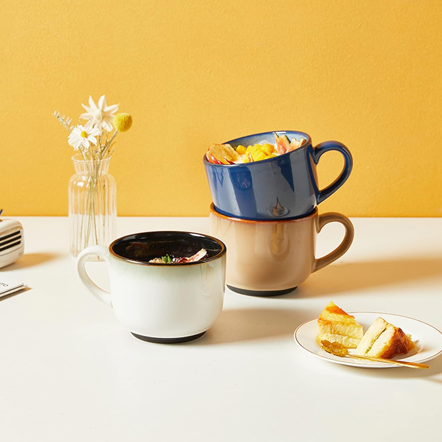 Sicaluya Extra Large Oatmeal Porcelain Coffee Mug - 24 OZ, Microwave & Dishwasher Safe, Breakfast Cup & Soup Bowl - Image 4