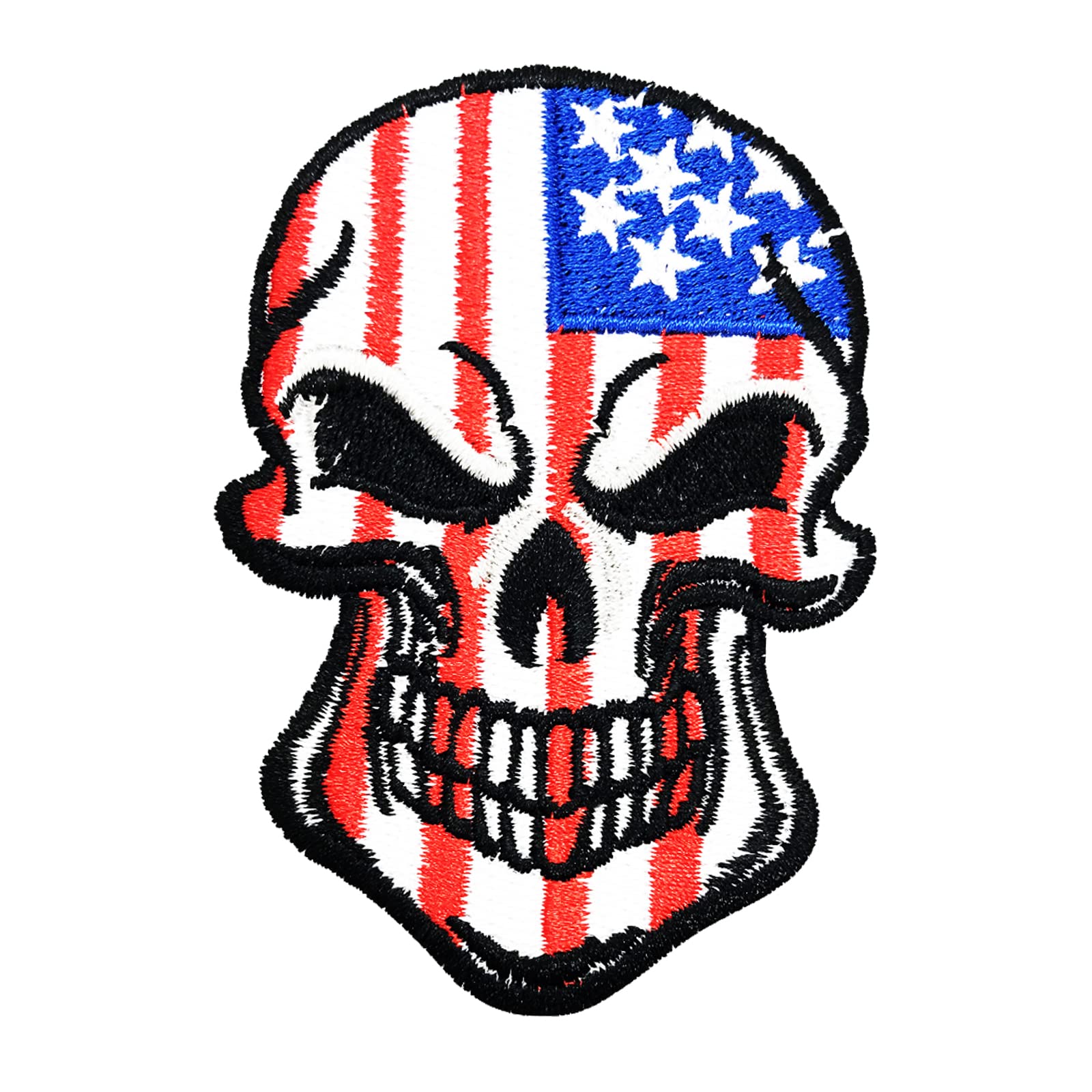 Large USA Skull Patch Rock Cool Motorcycle Patch Luupatchy Iron On Patch Sew On Embroidered Patch for Mens Adult Kids Teens DIY Accessories for Jeans Jackets Clothes Hat Backpack & T-Shirts