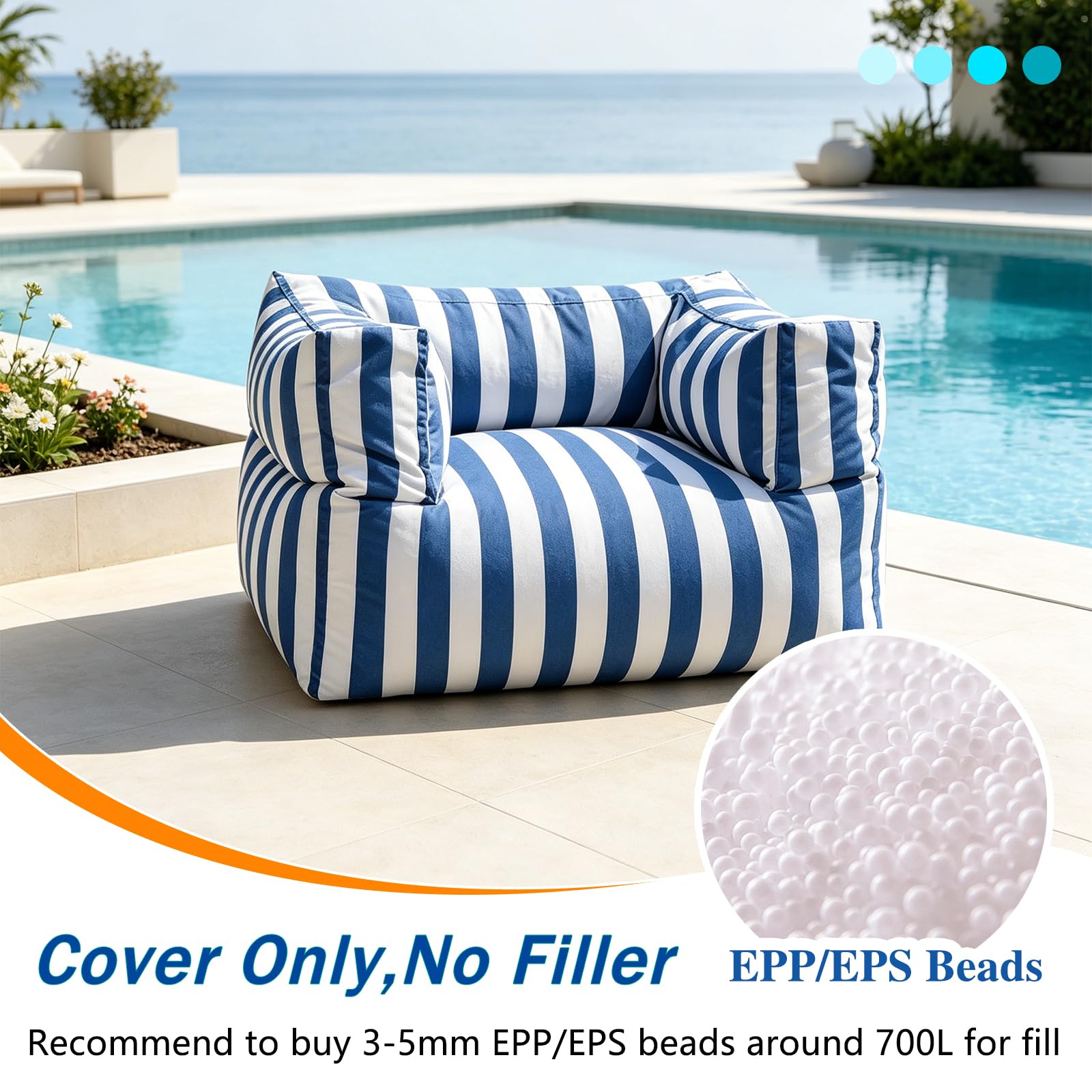Funda para sillón de un solo asiento (sin relleno), funda ergonómica para tumbona con reposabrazos, tela Oxford a prueba de salpicaduras, para interiores, patio, reclinable, juego (1 asiento