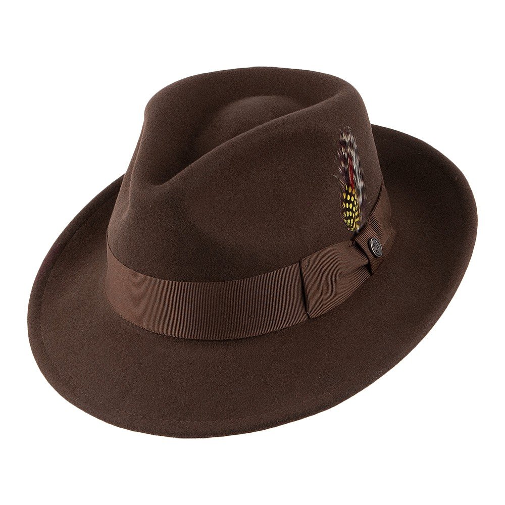 Jaxon & James Crushable C-Crown Wool Felt Fedora Hat - Brown - Medium
