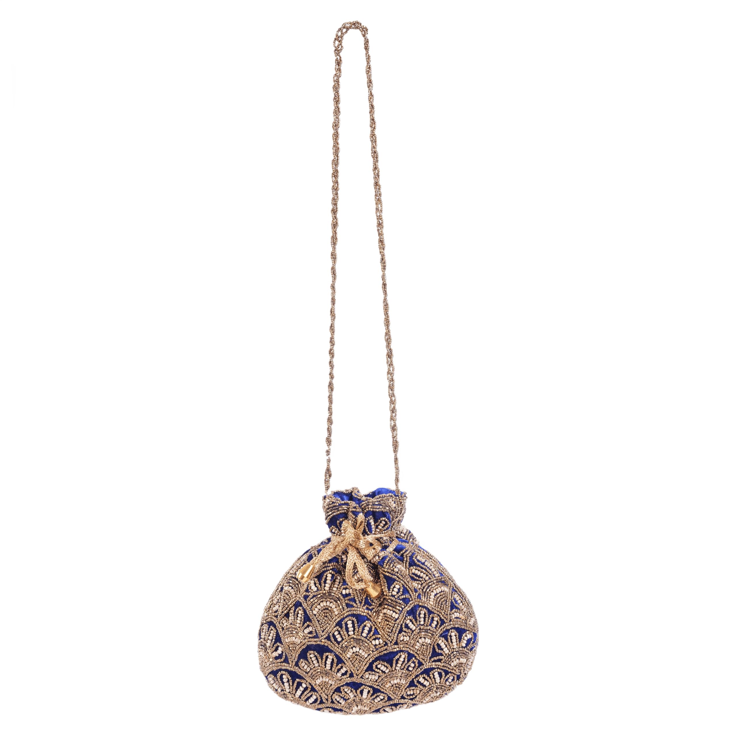Mustik Women Casual Salsa Blue Beaded Potlis-image-27