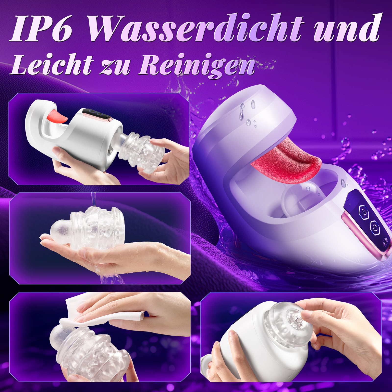 Masturbateur électrique sex toýs homme, Masturbâteur homme mains libres Langue Sexe oral Fellation avec 10 poussées et 10 coups de langue, masturbateurs masculins Pocket Pussy pour pénis Pussy