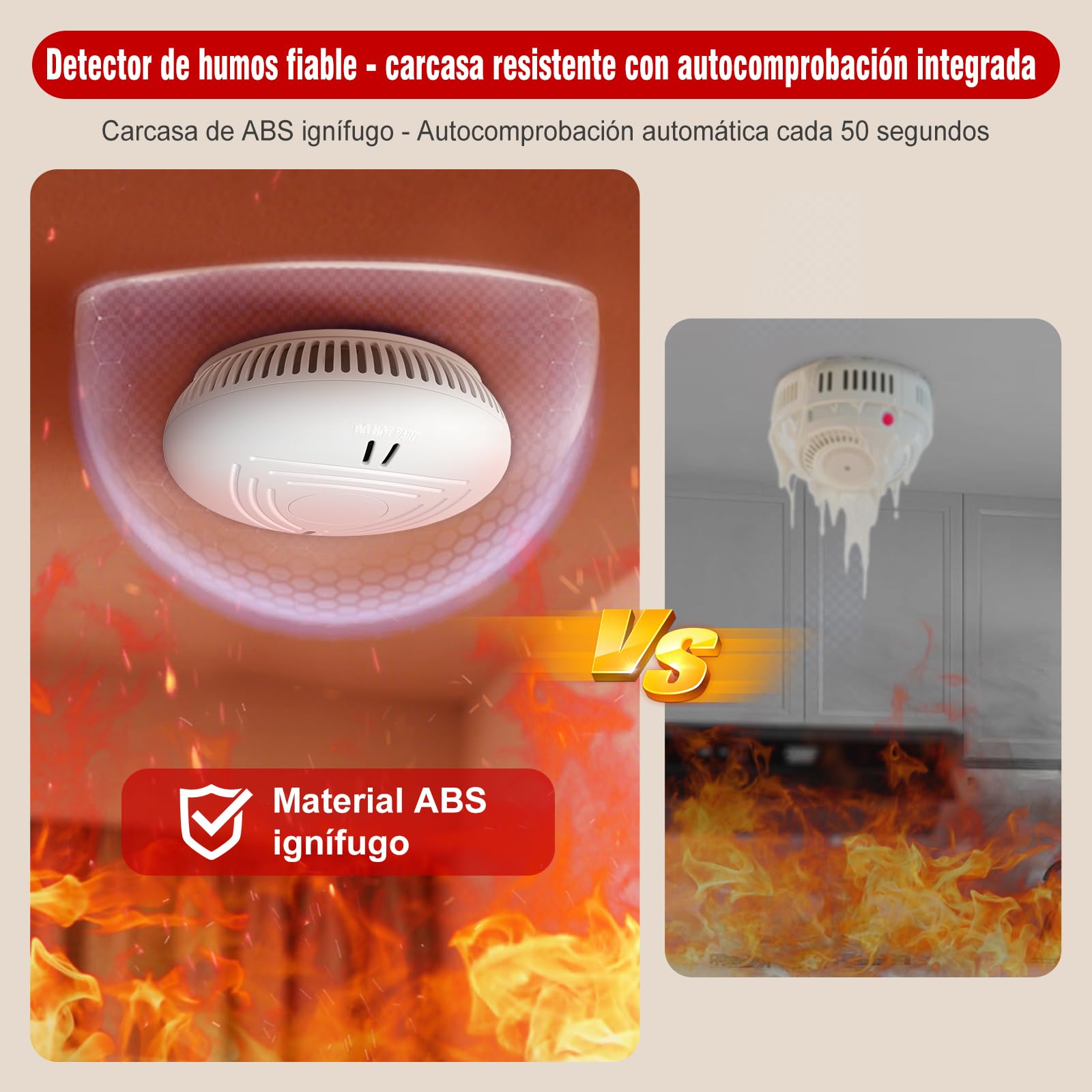DAYTECH Detector de Humo con Pila de 10 Años - Instalación Fácil Alarma Antiincendios con Soporte Magnético Sin Taladros, Ideal para Hogar, Apartamento y Alquiler (Pack de 4, Blanco)
