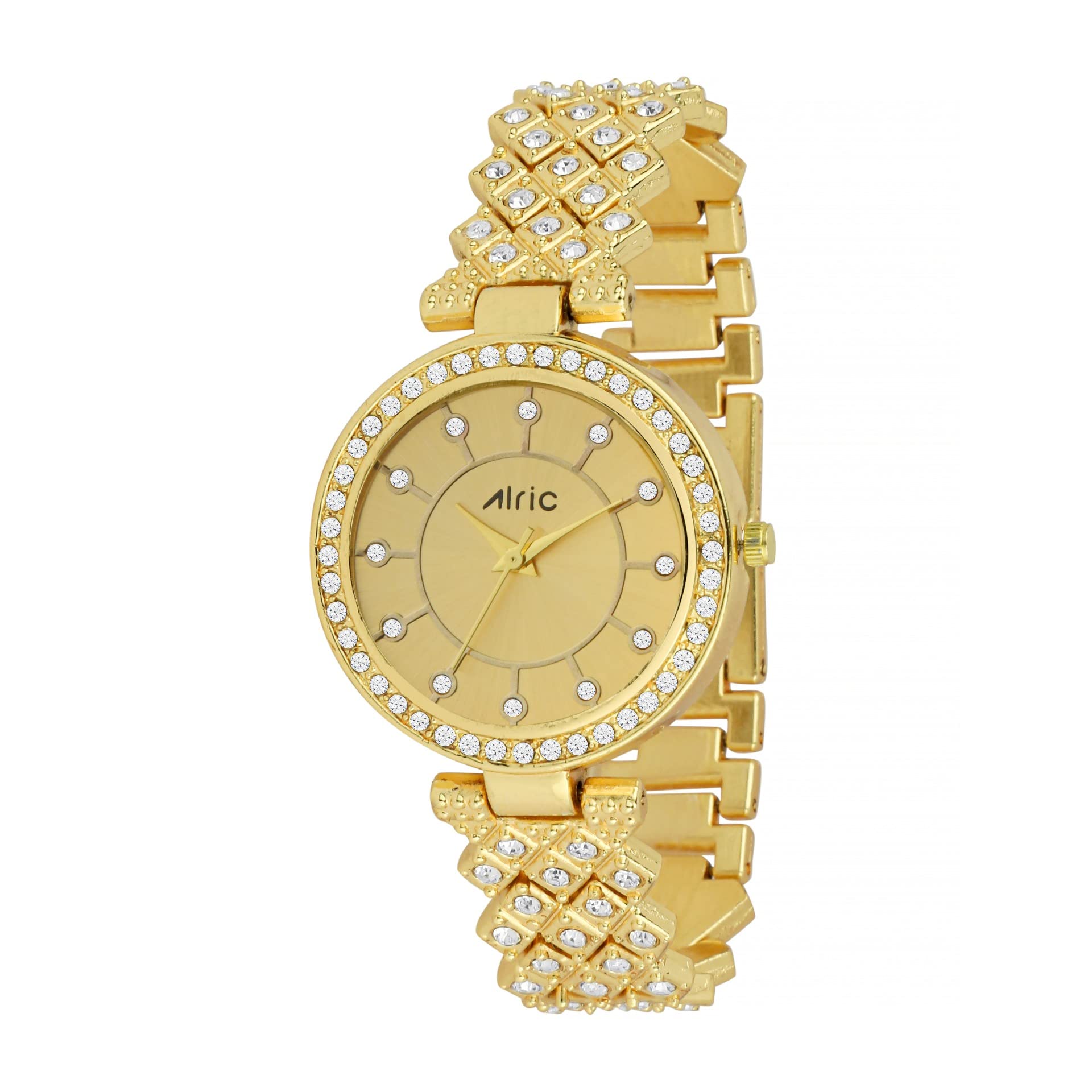 Alric (CURVE Stylish Ladies Watch for Girls || Glossy Metallic Finish Strap Watch || Diamond Studded || Analog Quartz || Trendy Curve and Square Dial || Elegant Watch for Women (Golds) (B09W9MZTXM) Amazon Price History, Amazon Price Tracker