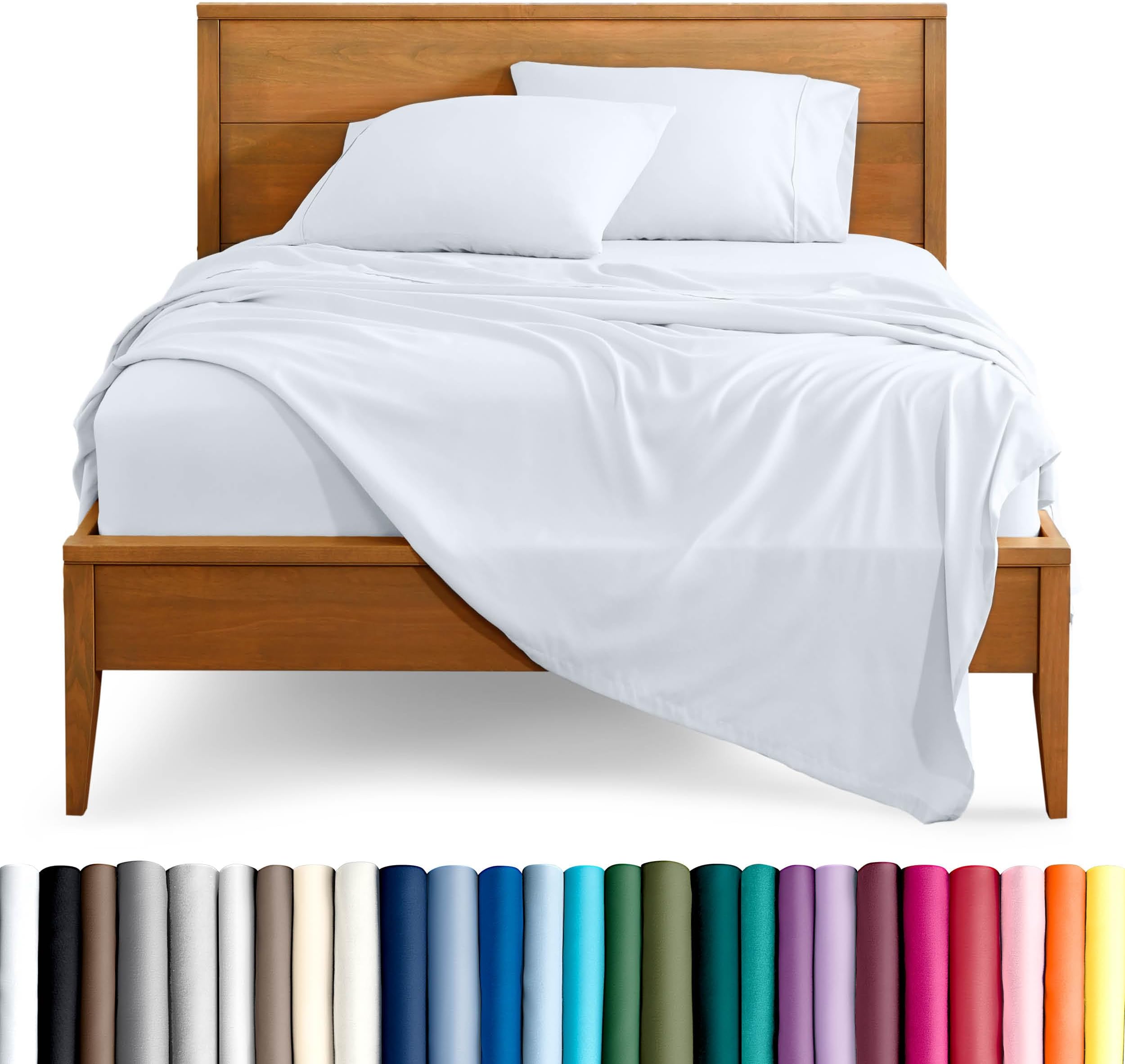 Bare Home Split California King Sheet Set - 1800 Ultra-Soft Microfiber Bed Sheets - Double Brushed - Deep Pockets - Easy Fit - 5 Piece Set - Bed Sheets (Split Cal King, White)