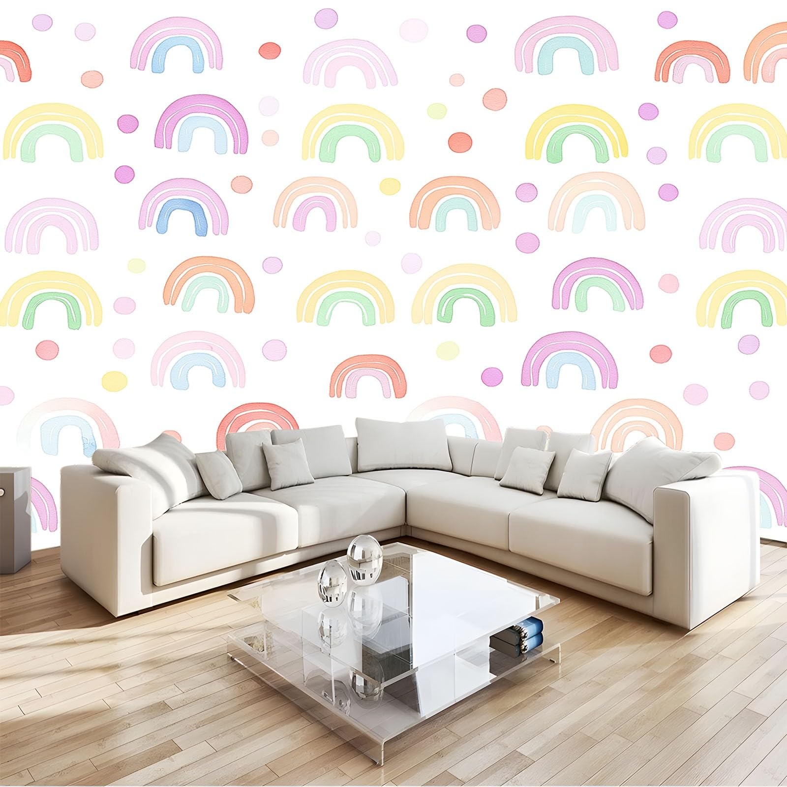Papier Peint Panoramique arc-en-ciel pour émerveiller la chambre d'enfant salon 400x280cm