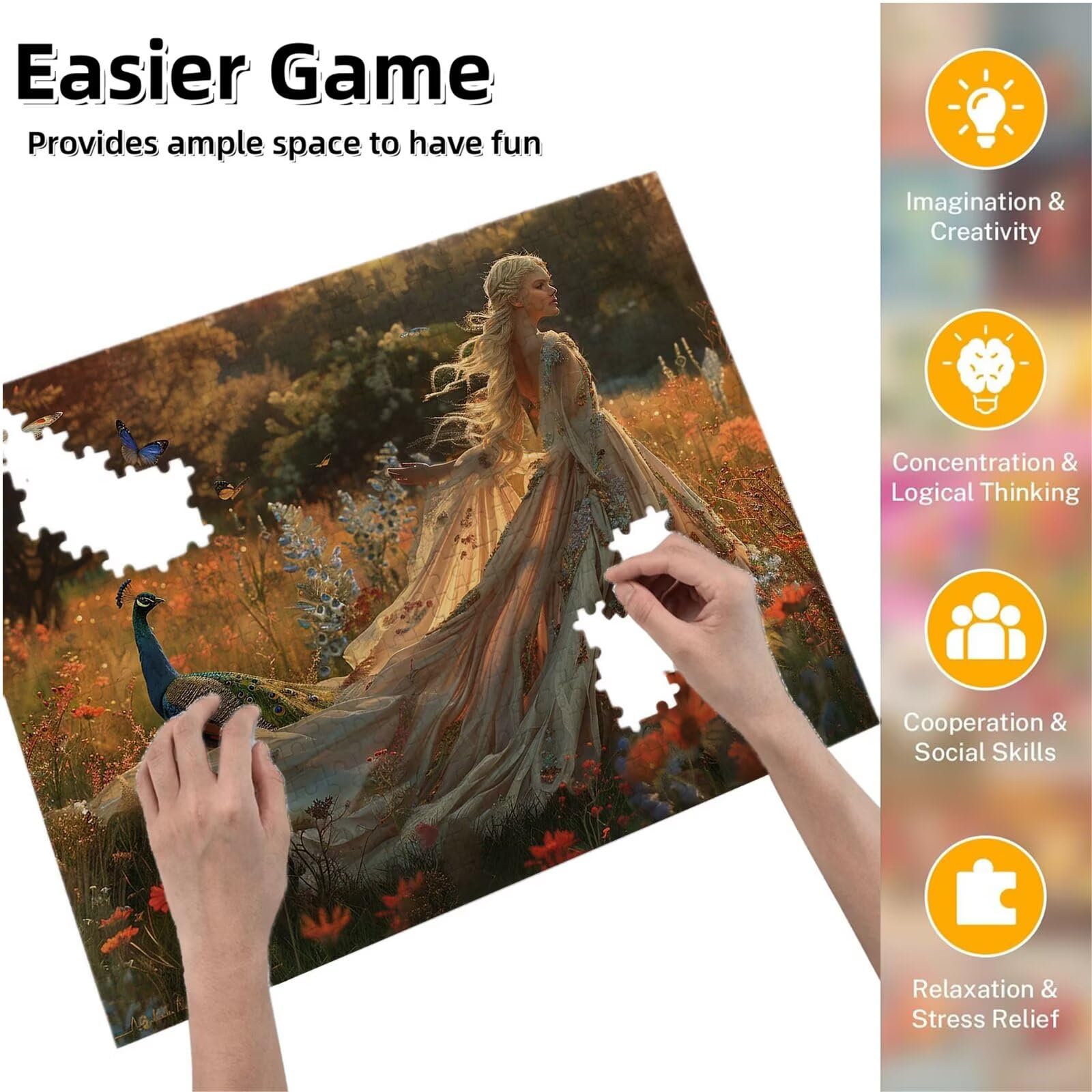 Jigsaw Puzzle, 1000 Pezzi Puzzle Classici, Donna. Puzzle Rilassamento Intelligence, Mpossibile Difficile Puzzles impegnativo per adulti Puzzles per Gioco Familiare, Regalo per Amore Amico Paone K0F917