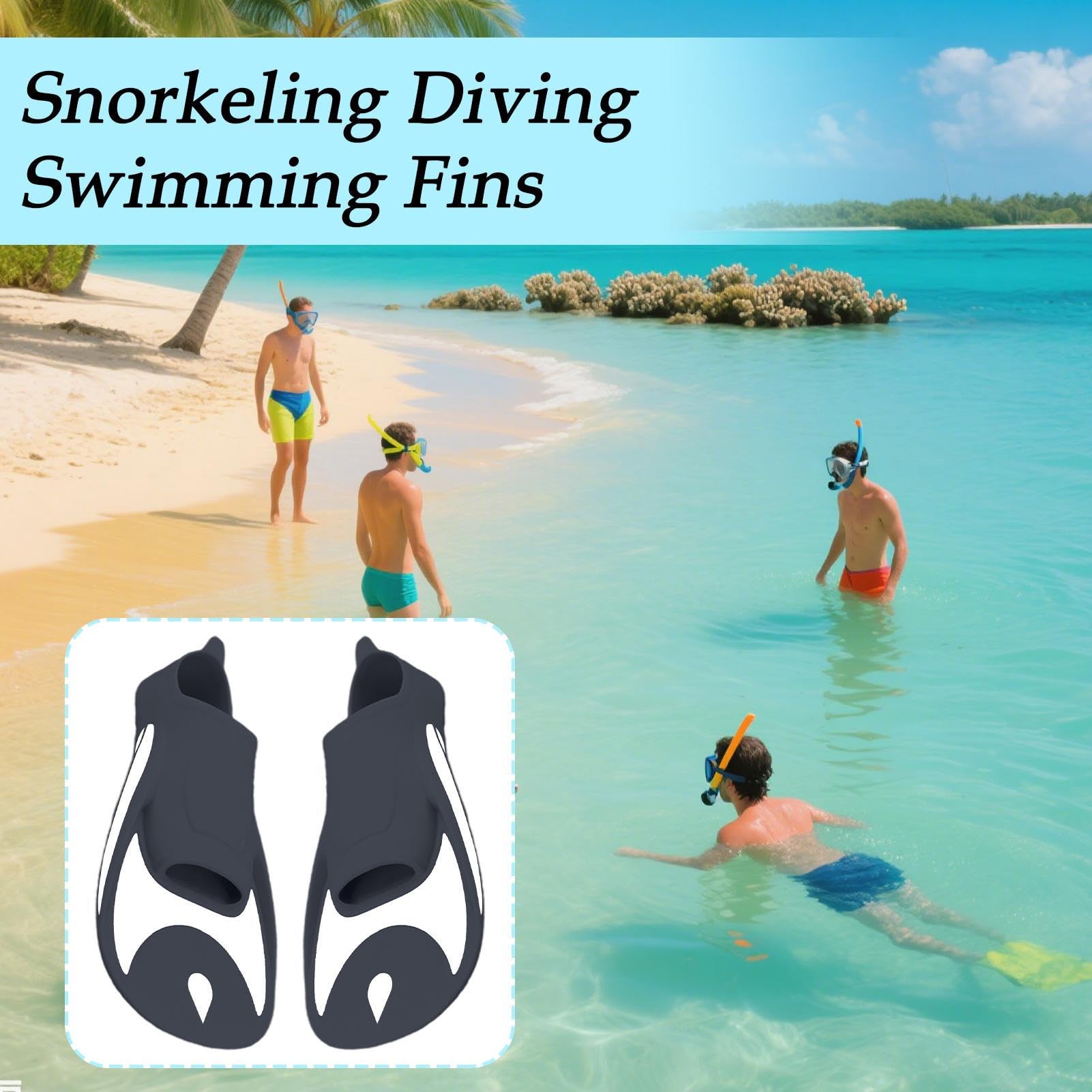 Aletas de natación cortas – Pamas de buceo de goma Thermo PP | Pamas de buceo ligeros para adultos y tamaño 33 a 44 | Aletas cómodas de tacón corto para la natación