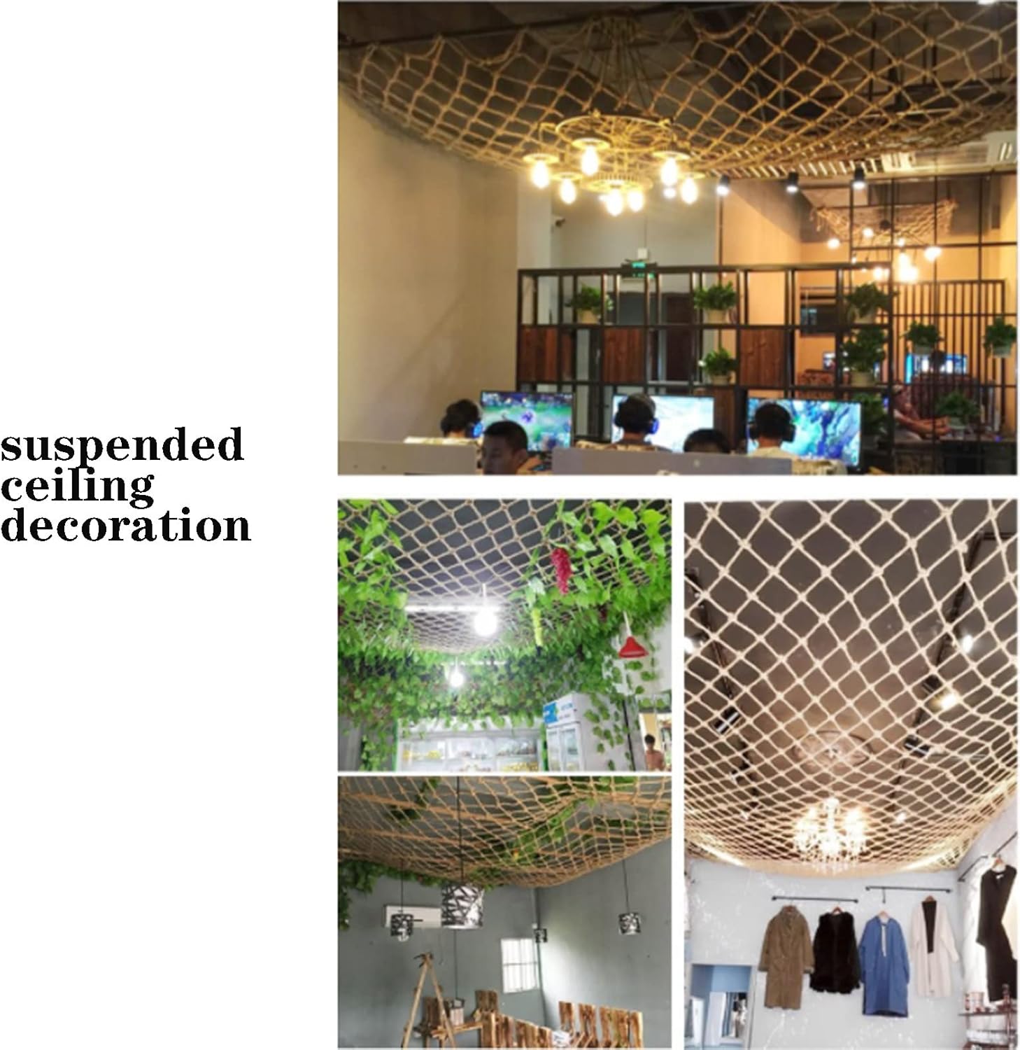 Stair Balcony Protection Net Outdoor Safety Net Jute Rope Net Multifunctional Decorative Net, Rope Thickness 6mm (Color : 8cm Aperture, Size : 1x4m)