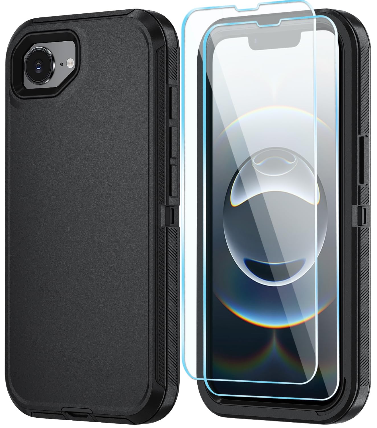 ouyncase Phone Case for iPhone 16e Case & iPhone 17e Case with HD Screen Protector, Heavy Duty Shockproof & DustProof & 3-Layer Cover Phone Case for