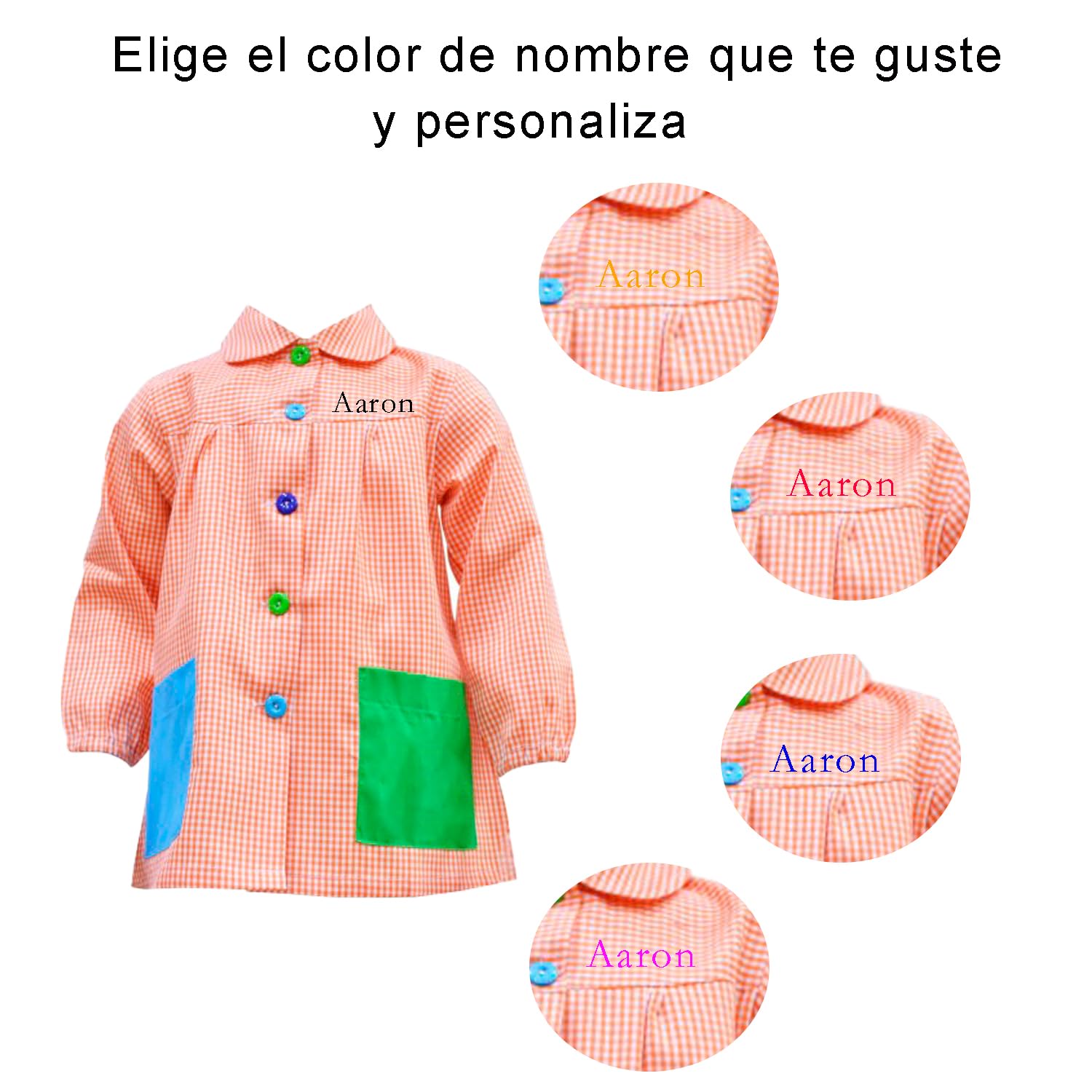 Bata Escolar Infantil Unidades Babi Escolar Niño o Niña para Guarderia y Colegio Cuadrado con Botoens Park 2 Unidades