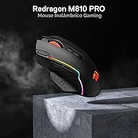 Vista 2 de Redragon M810 Pro - Mouse inalámbrico para juegos, 10000 DPI con cable/inalámbrico con llave de fuego rápido, 8 botones macro, capacidad