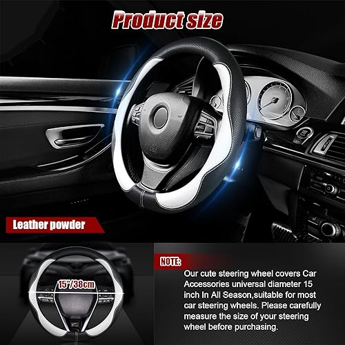 Miniatura 5 de BubabyZZ Funda para volante, antideslizante, transpirable, cómoda, de piel sintética, accesorios de automóvil lindos para mujeres y niñas, protector