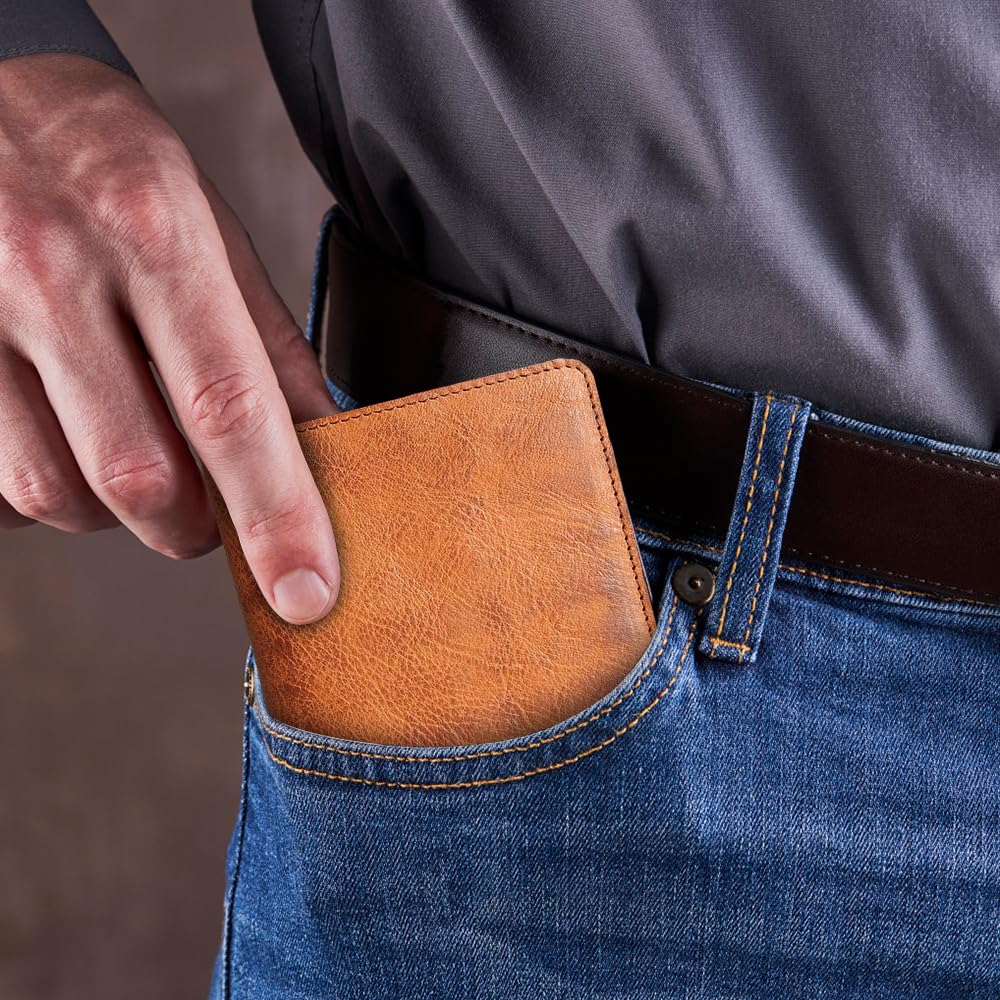 MiOYOOW Cartera de Pasaporte de Cuero, Portatarjetas de crédito de viaje Delgado y portátil, Cubierta ligera para organizador de documentos con bolsillo con cremallera para hombres, Marrón [Tuscan