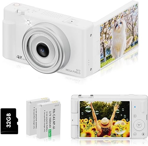 Miniatura 7 de Cámara digital 4K para fotografía de 64 megapíxeles, cámara de vlogging para video de YouTube, pantalla giratoria de 2.8'' y 270°, cámaras de viaje,