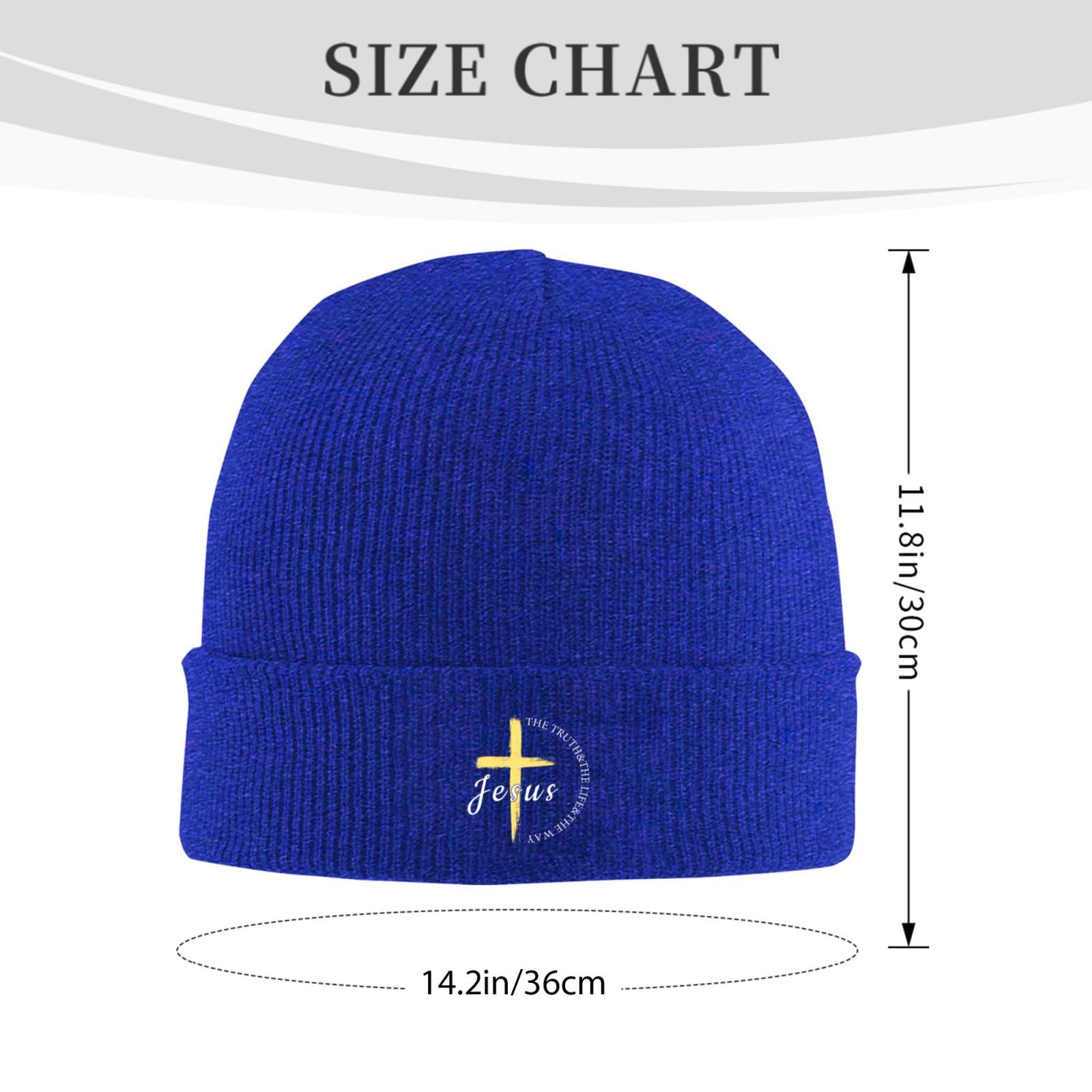 Christ Jesus The Way The Truth The Life Knit Beanie Hat for Men Women Printed Funny Pattern Skull Cap Warm Elastic Skiing Cuff Hats City Walk Gift Blue