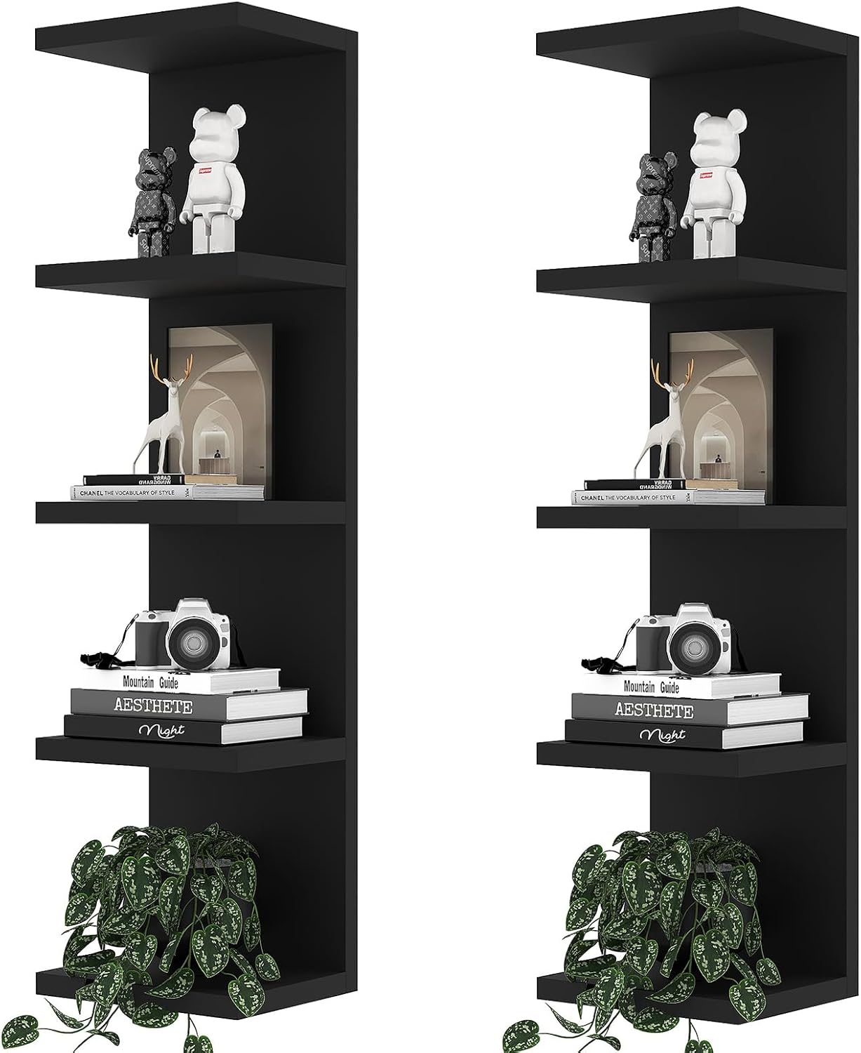 5 Tier Lack Floating Shelf,Set of 2 Black Wall Shelf Unit,Display Shelf