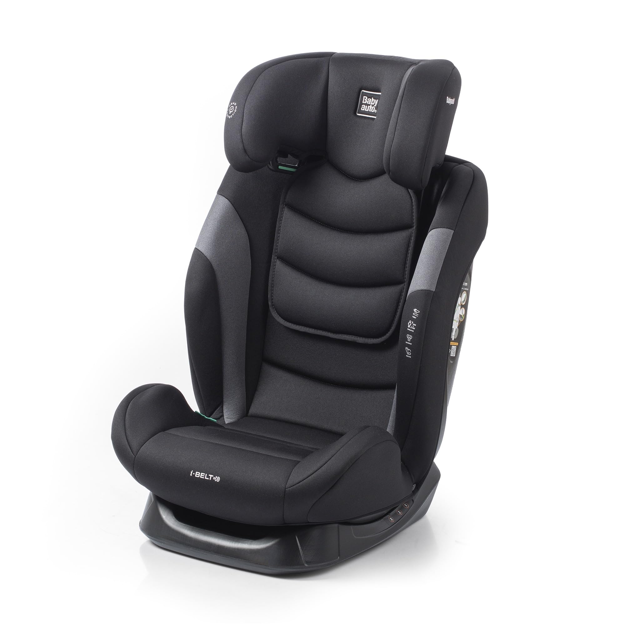 BABYAUTO – Silla de Coche Sokoa iBelt i-Size (3,5-12 Años, 100-150 cm, 15-36 kg) – Sin ISOFIX – Cinturón del Vehículo – Elevador con Respaldo – 3 Posiciones de Reclinado – Protección Lateral – Negro