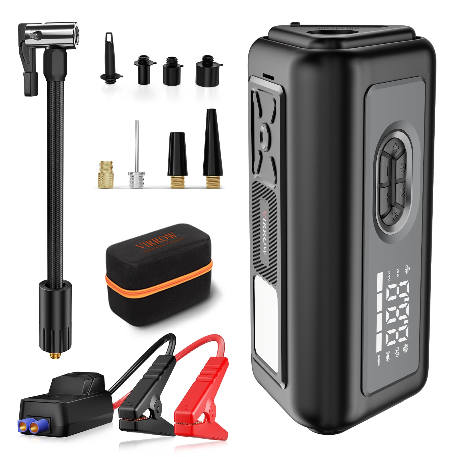 Tire Inflator Portable Air Compressor with Electric Air Duster and Car Jump Starter 150PSI Cordless Bike Pump -