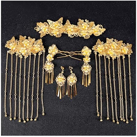 Amazon Co Jp ヘアアクセサリー 結婚式 パーティ 舞台 カラオケ 舞踊 花魁 和装風 髪飾り6点セット びらかん かんざし ホビー