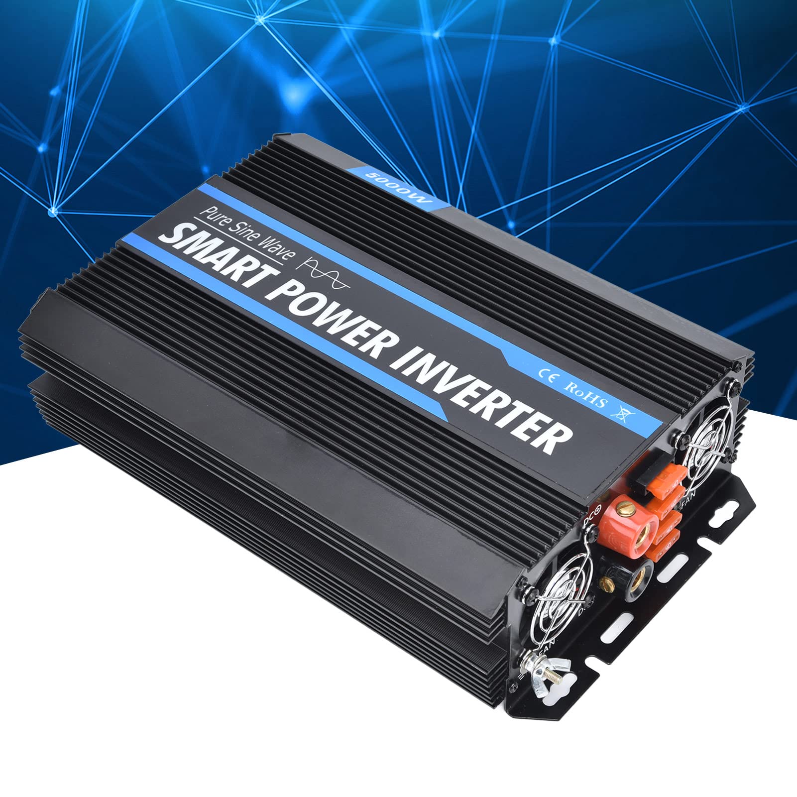 Ejoyous Przetwornica Mocy Przetwornica Czystej Fali Sinusoidalnej Stop Aluminium DC 12 V na AC 220 V 12000 W Szczytowy Wyświetlacz Cyfrowy Podwójne Gniazda AC Zdalny Przełącznik USB do Użytku W
