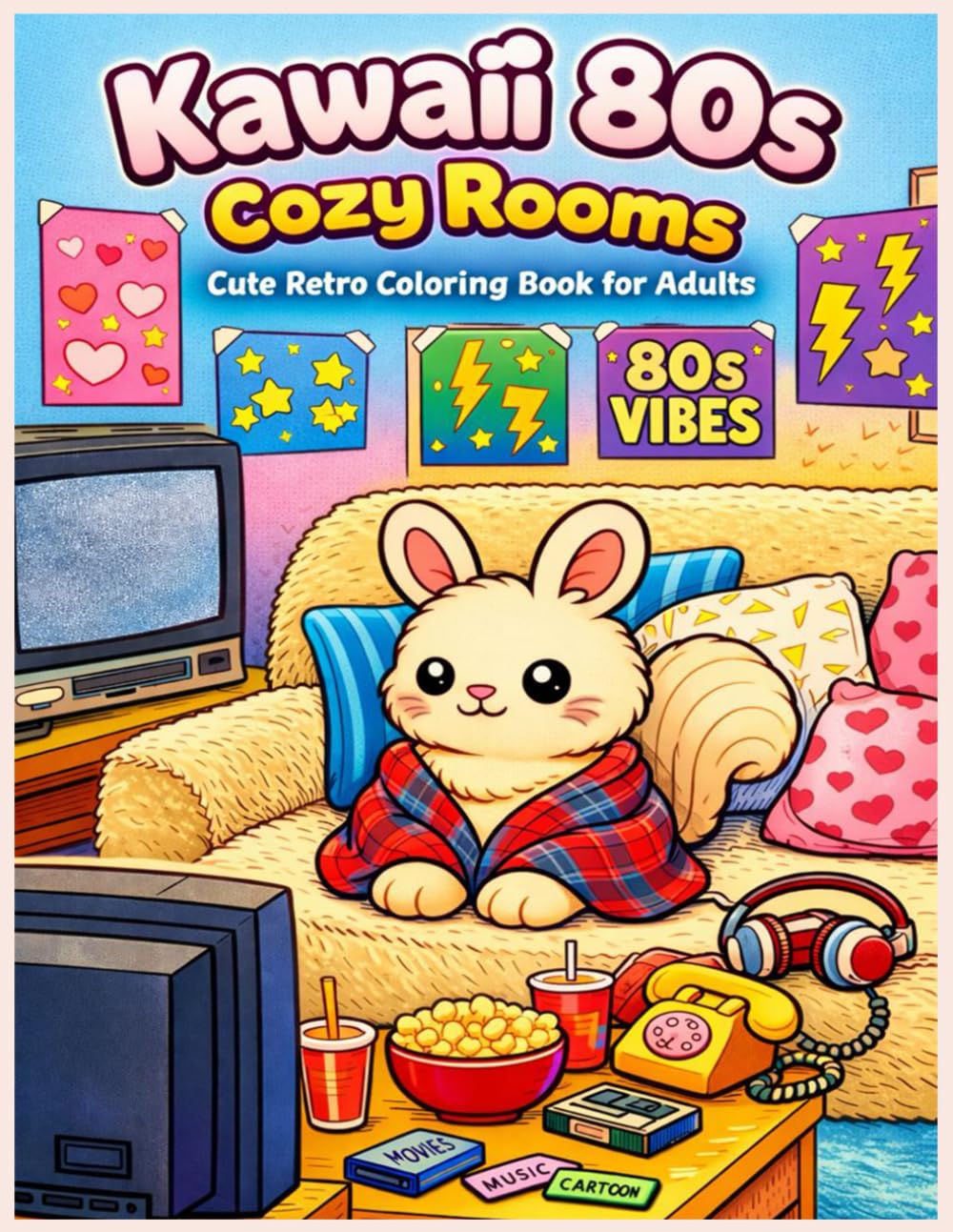 Kawaii ‘80 Cozy Rooms: Libro da Colorare Retrò per Adulti