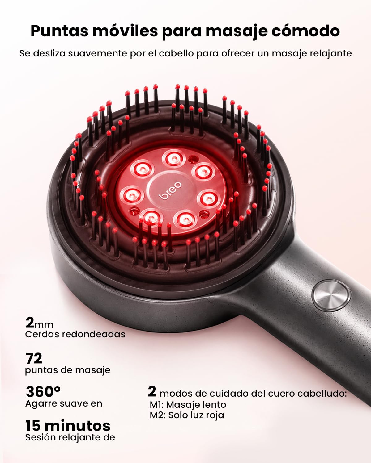 Breo Scalp 3L Masajeador eléctrico de cuero cabelludo con terapia de luz roja para el crecimiento del cabello, masajeador de cabeza para el tratamiento de la caída del cabello, regalo para mujeres