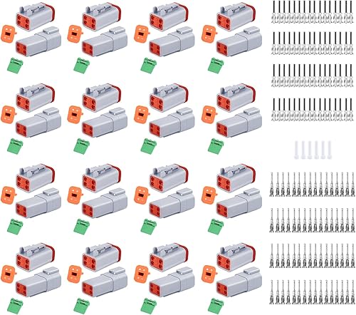 Miniatura 13 de Kit de conectores Deutsch DT de 100 unidades, 2 3 4 6 8 12 pines gris impermeable conector eléctrico con sello y conector de sellado 1 kit 2 3 4 6 8