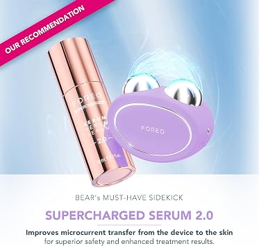 FOREO BEAR 2 Advanced Lifting & Toning Microcurrent Facial Device - Anti Aging Face Sculpting Tool - Instant Face Lift - Firm & Contour - Non-Invasive Skin Care Tools - Lavender