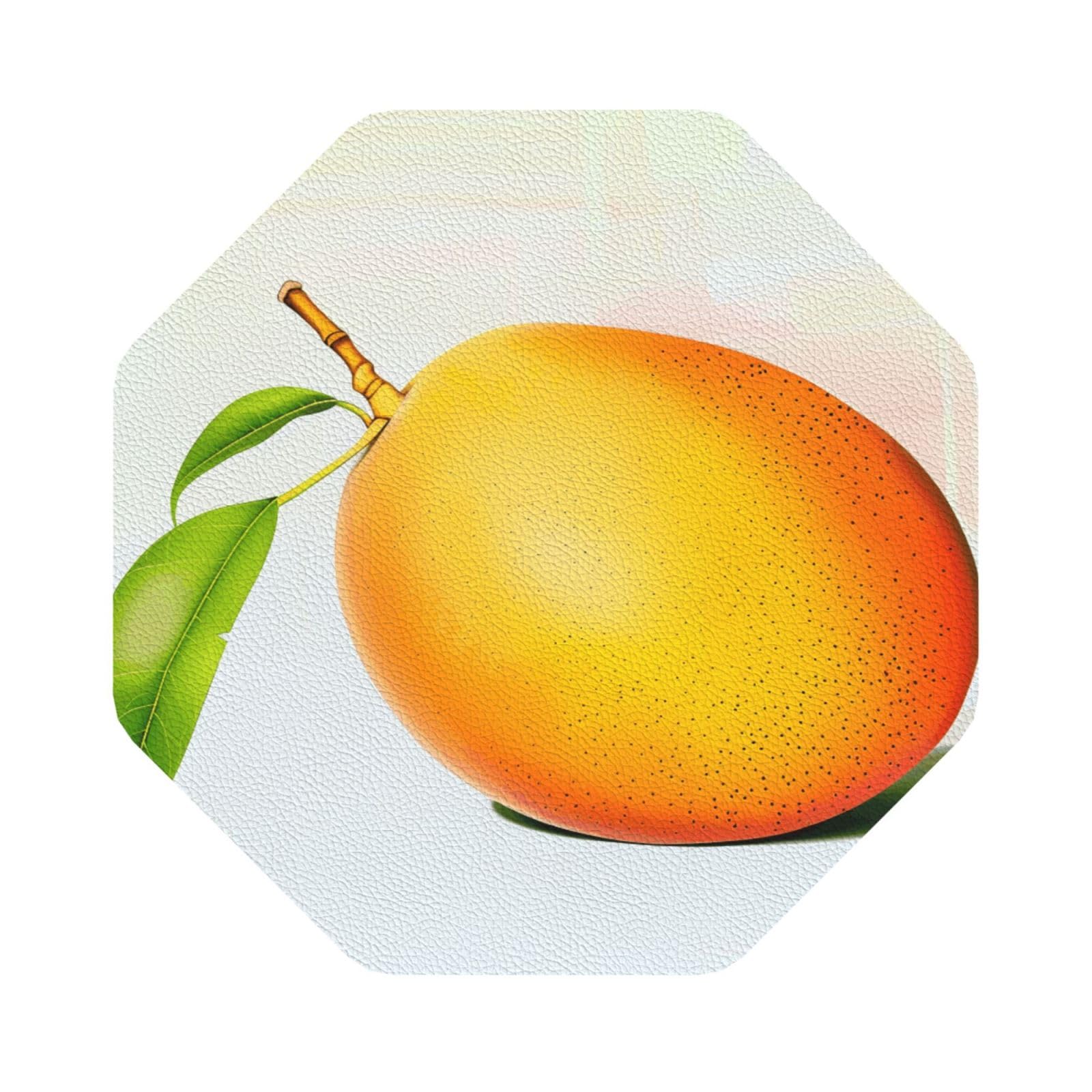 Mango Print Leather Coaster Set of 6, Octagon Coasters Table Decorative Coffee Cup Beverage Coasters Wine Beer Bar Coasters for Hot Drinks Table Protection