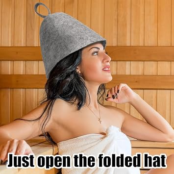 2 PCS Sauna Hat for Men, Ergonomi Felted Sauna Cap, Sauna Hat for Women, Essential Steam Room Sauna Accessories, for Traditional Infrared Steam Rooms Essential Parts(Grey)